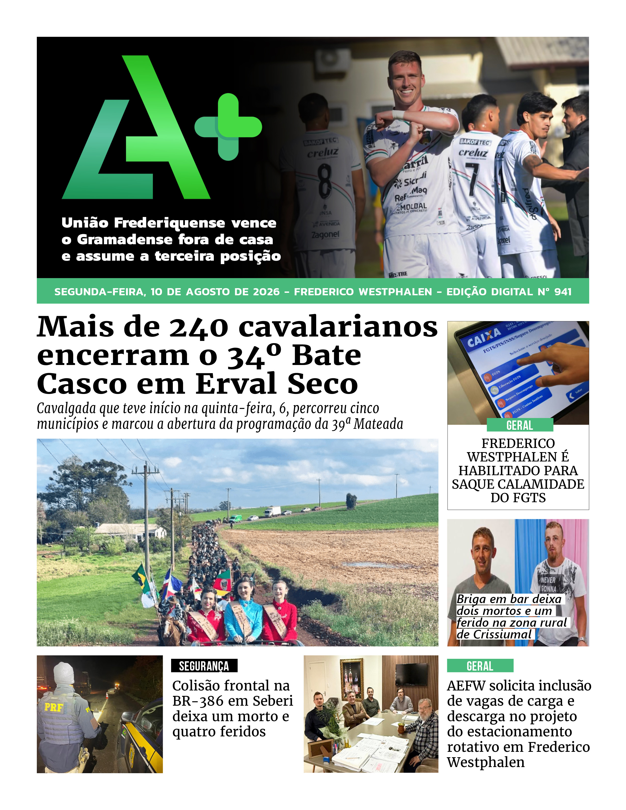 Capa LA+ Edição 941 – segunda-feira, 10 de agosto de 2026
