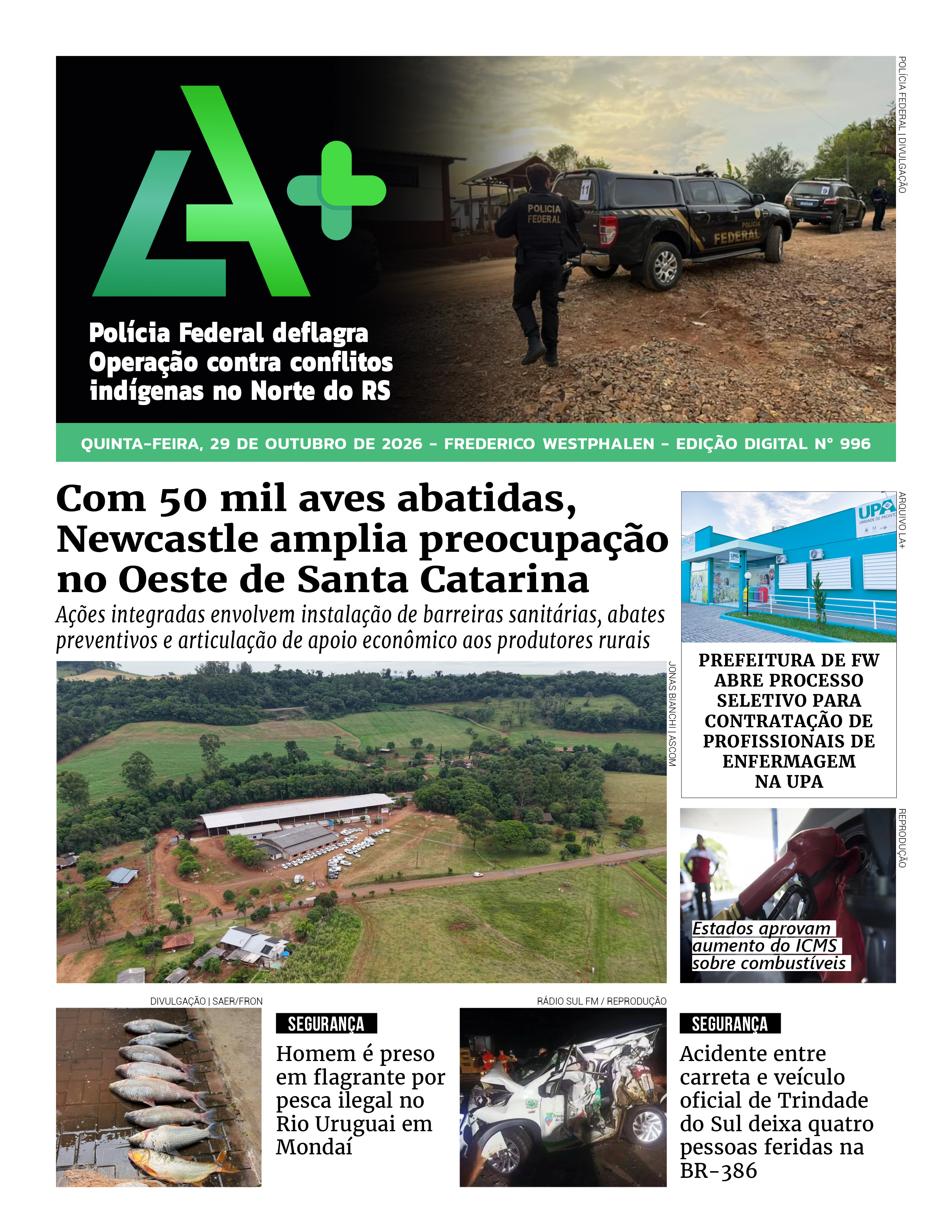 Capa LA+ Edição 996 – quinta-feira, 29 de outubro de 2026