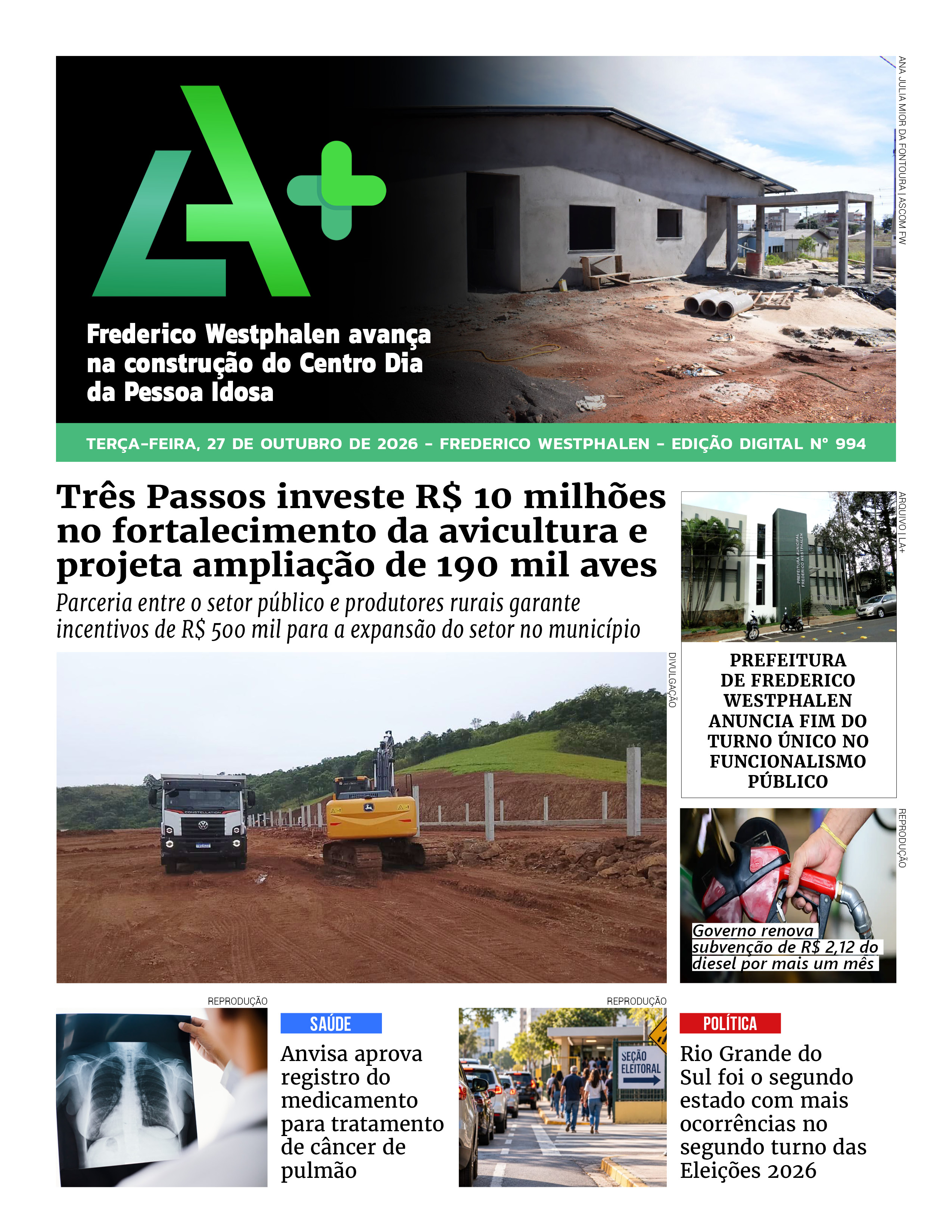 Capa LA+ Edição 994 – terça-feira, 27 de outubro de 2026