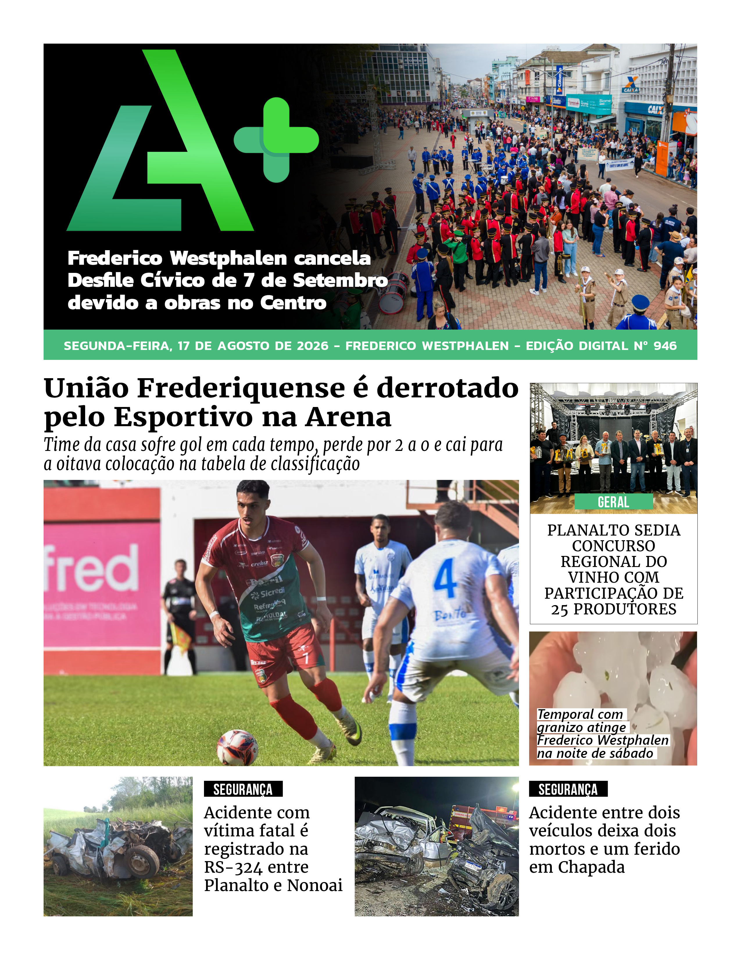 Capa LA+ Edição 946 – segunda-feira, 17 de agosto de 2026