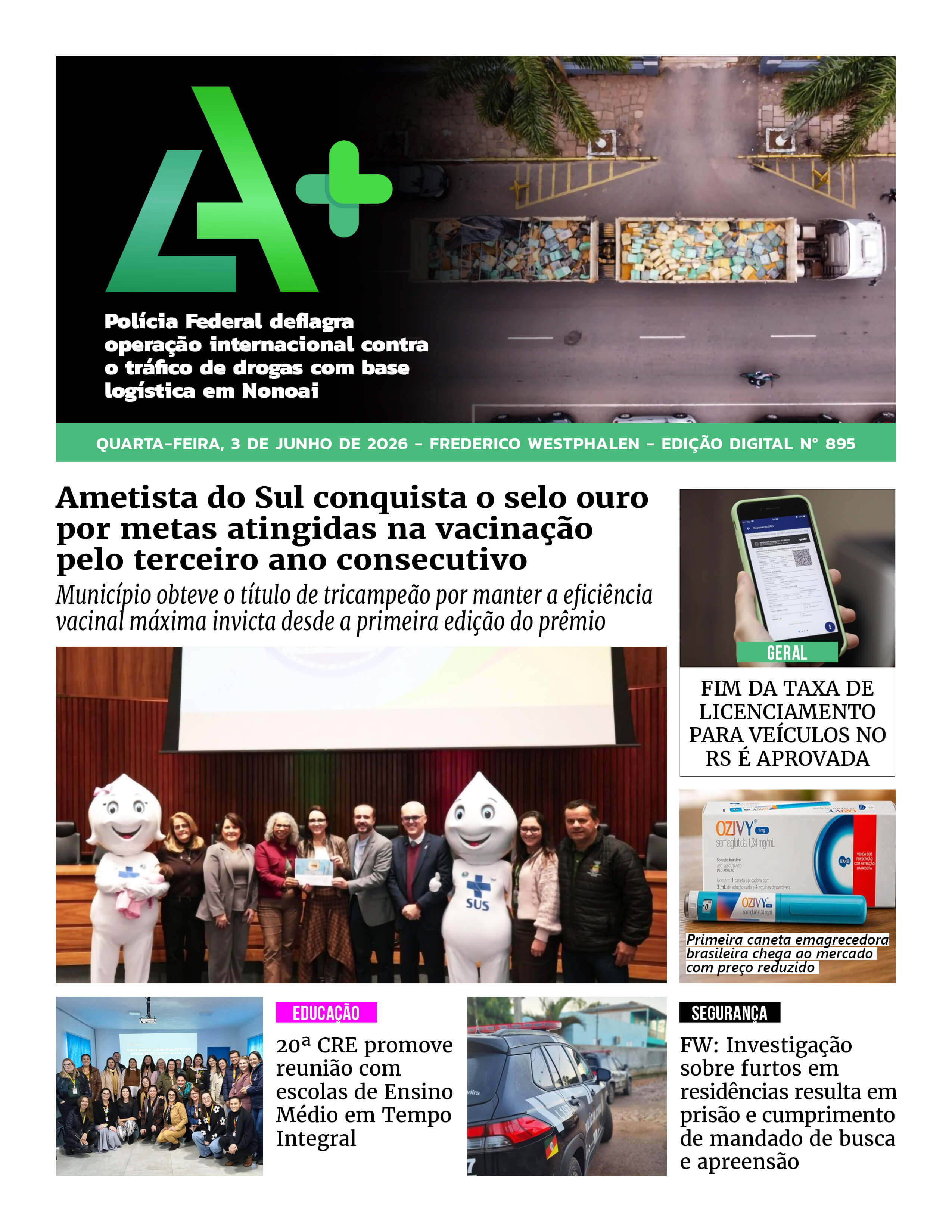 Capa LA+ Edição 895 – quarta-feira, 3 de junho de 2026