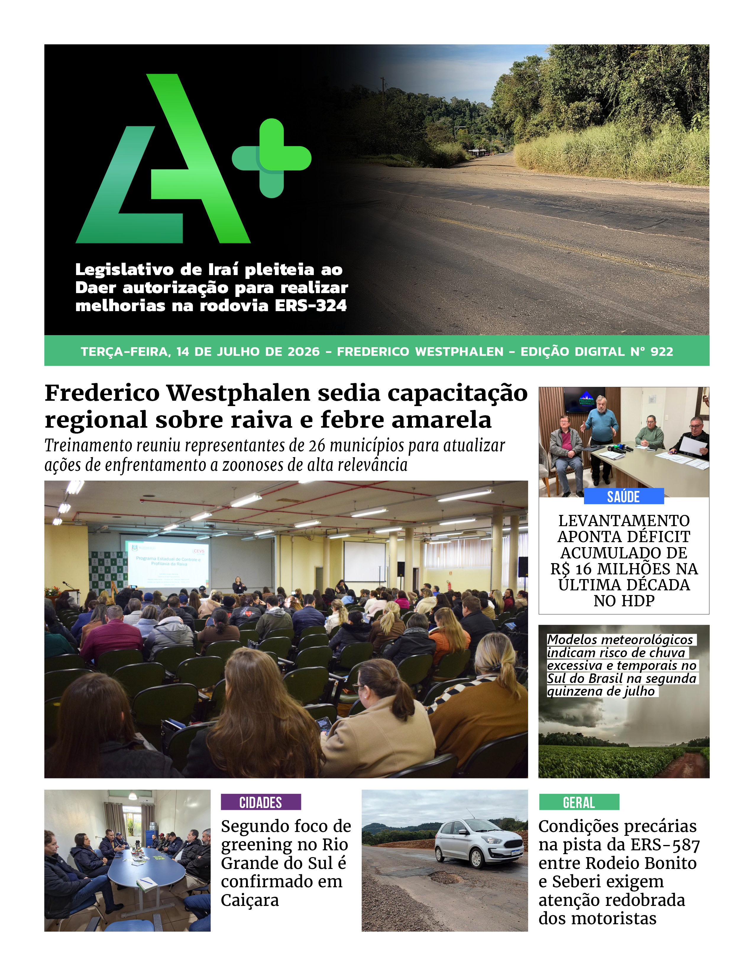 Capa LA+ Edição 922 – terça-feira, 14 de julho de 2026