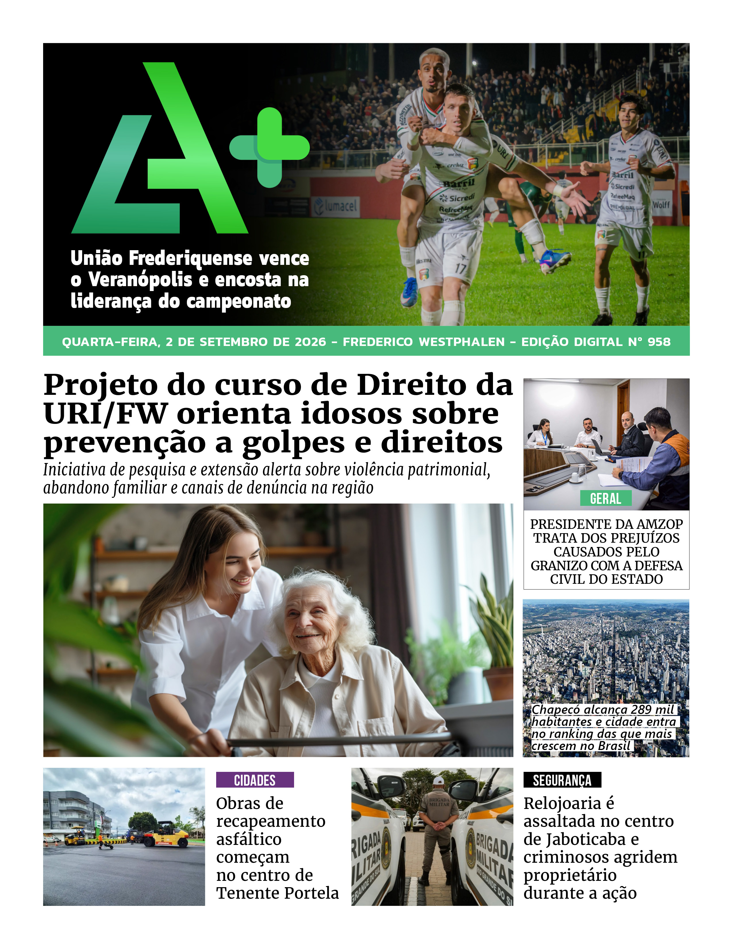 Capa LA+ Edição 958 – quarta-feira, 2 de setembro de 2026