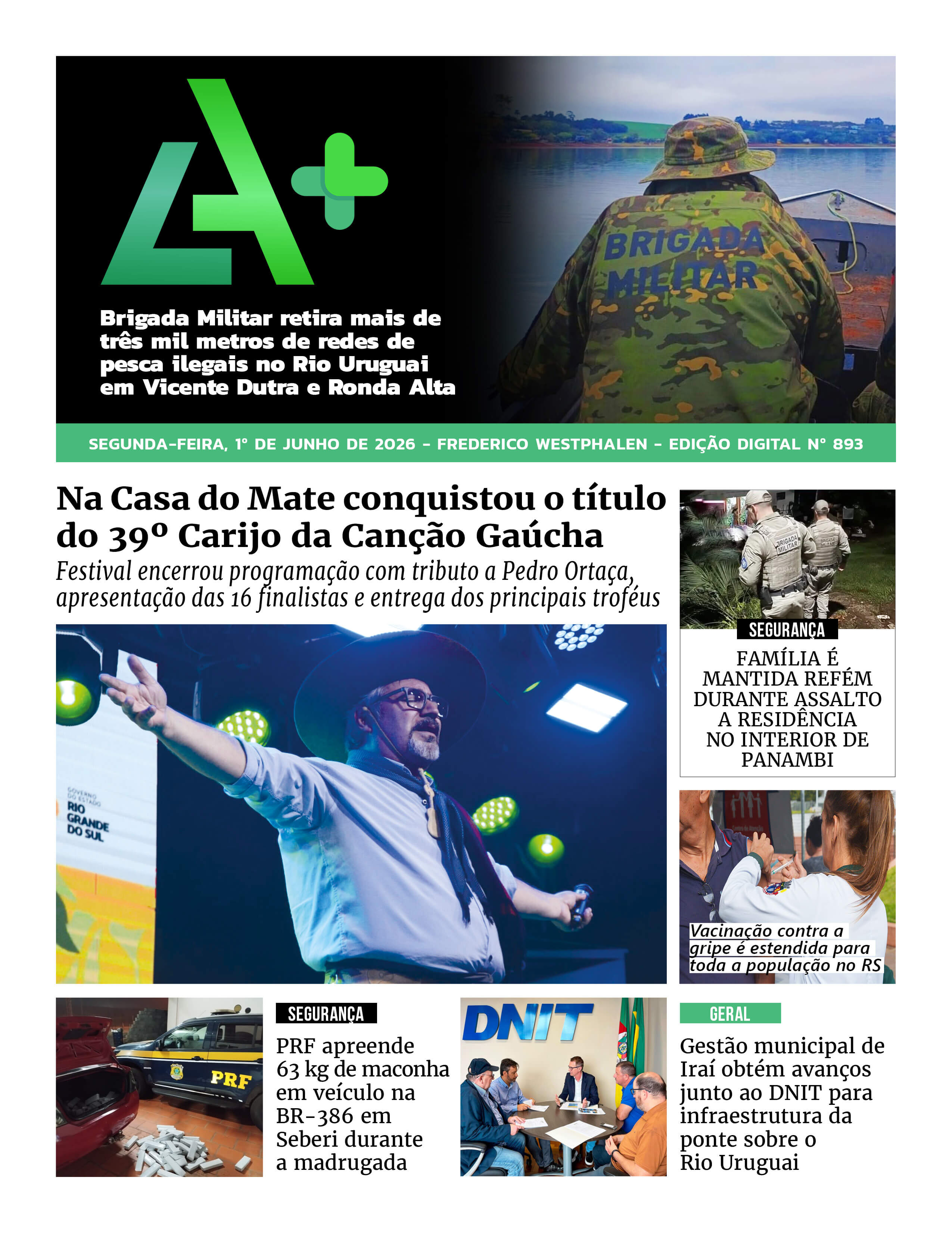 Capa LA+ Edição 893 – segunda-feira, 1º de junho de 2026