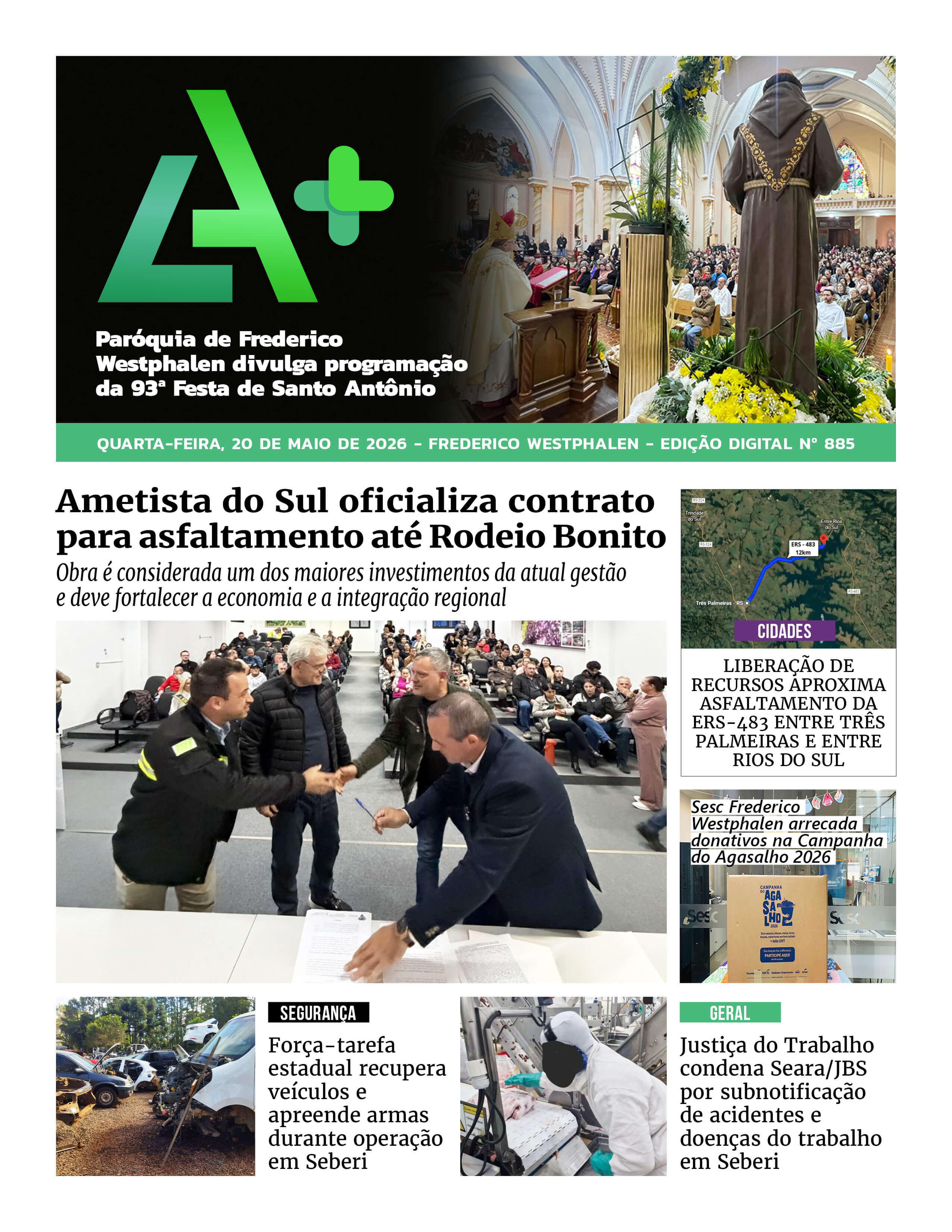 Capa LA+ Edição 885 – quarta-feira, 20 de maio de 2026