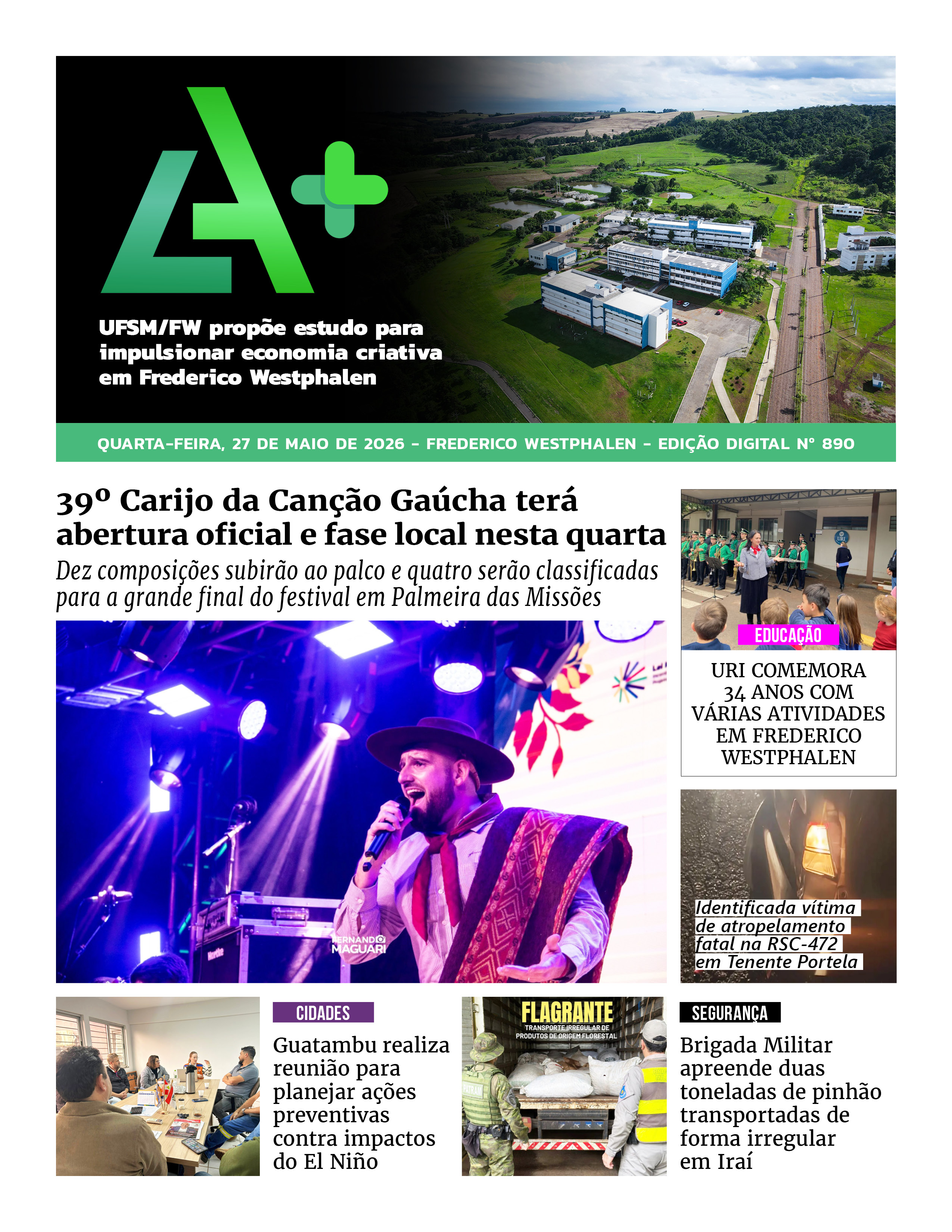 Capa LA+ Edição 890 – quarta-feira, 27 de maio de 2026