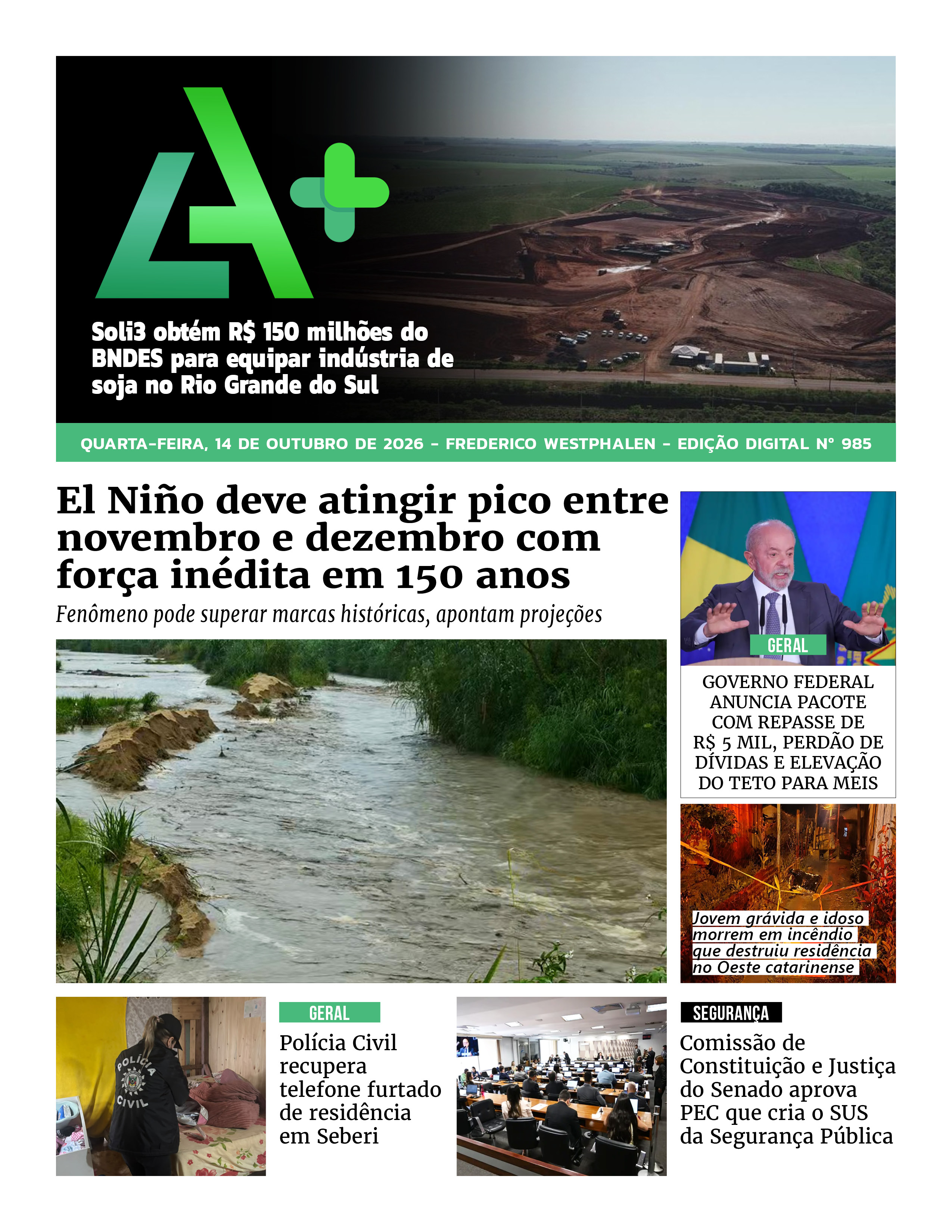 Capa LA+ Edição 985 – quarta-feira, 14 de outubro de 2026