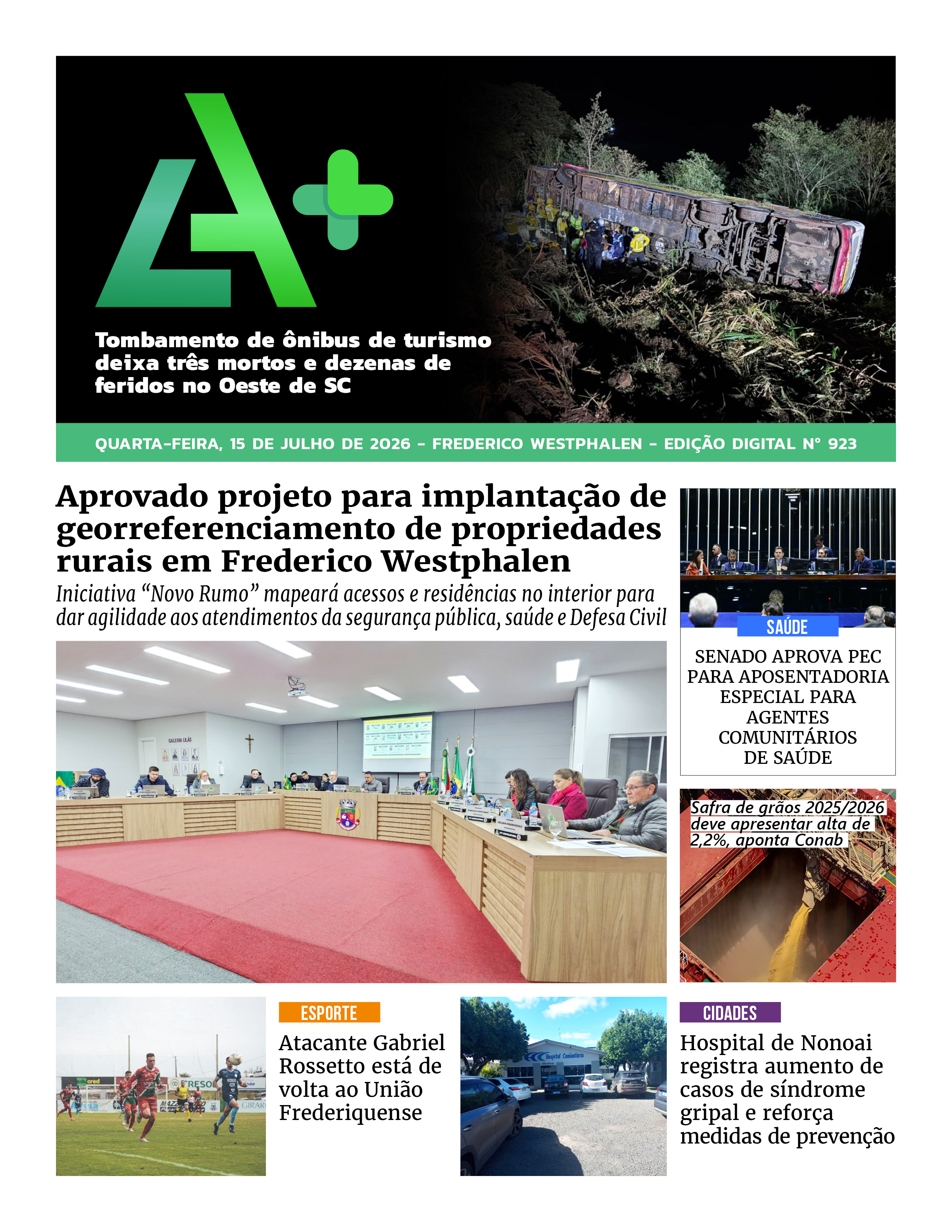 Capa LA+ Edição 923 – quarta-feira, 15 de julho de 2026
