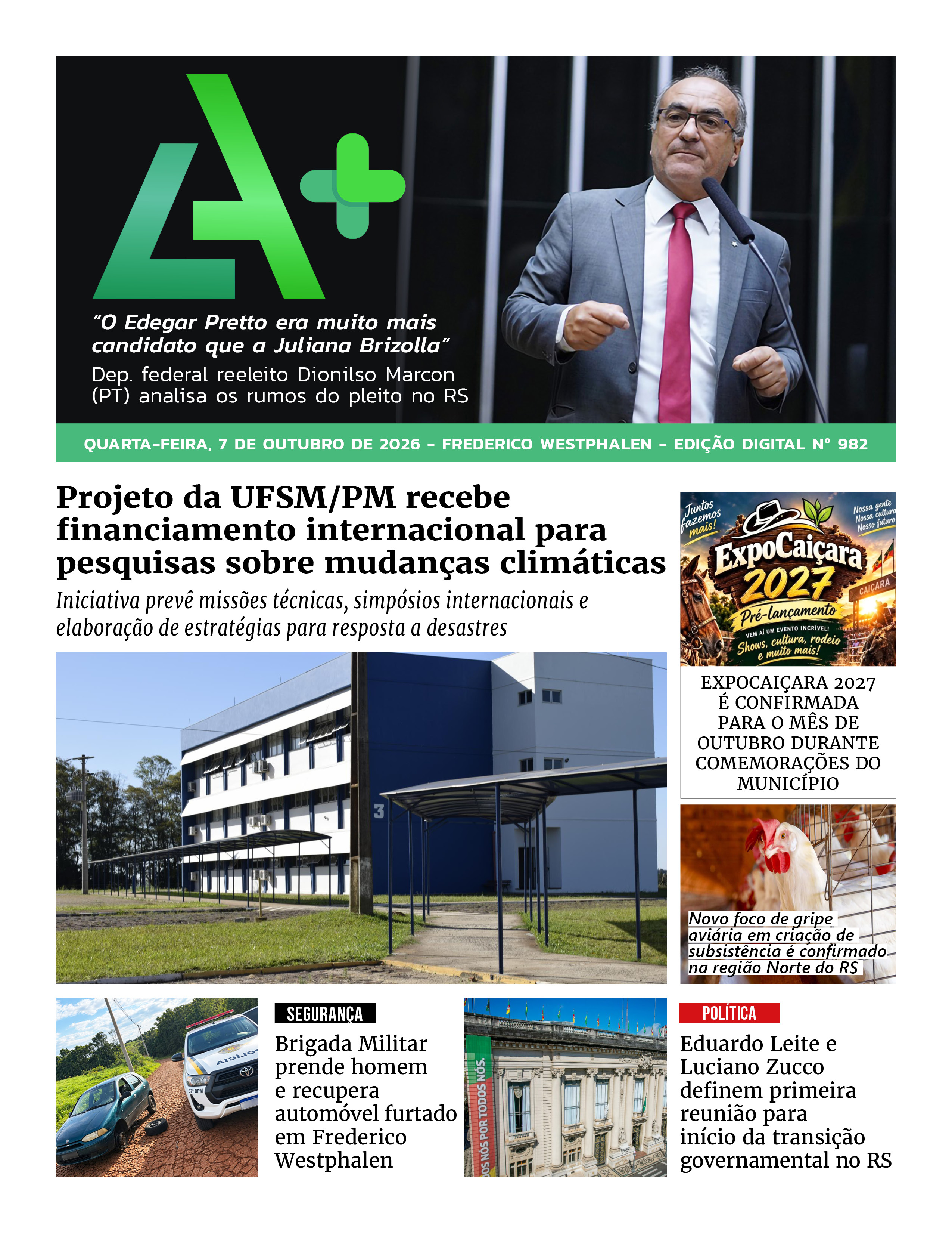 Capa LA+ Edição 982 – quarta-feira, 7 de outubro de 2026