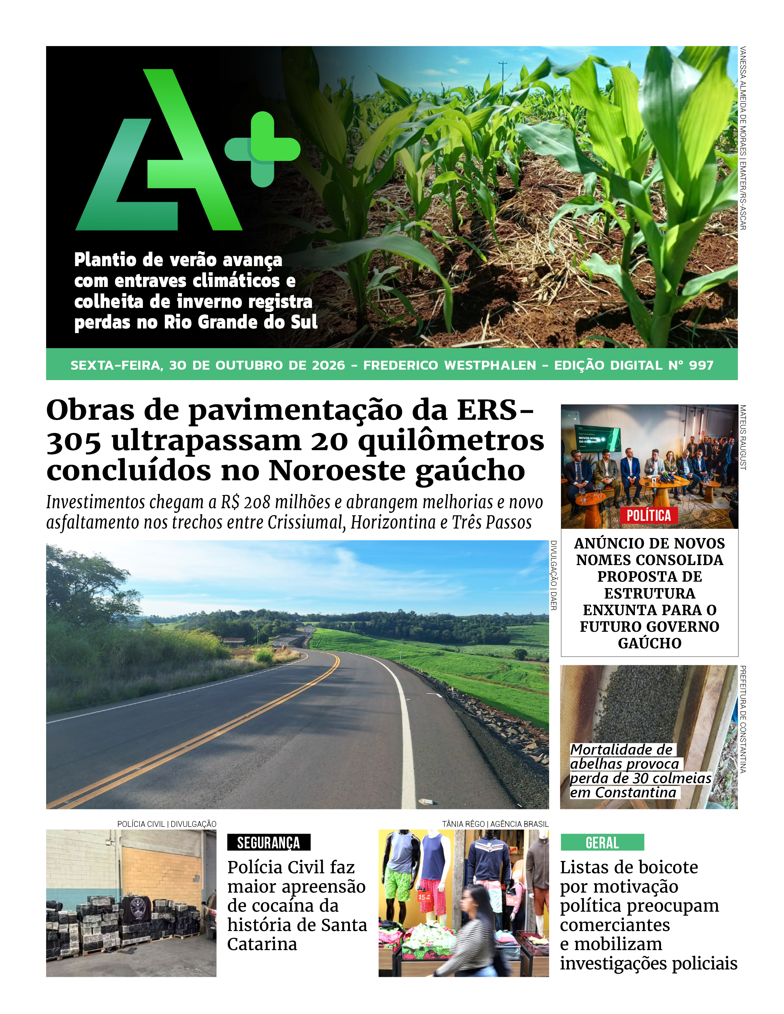 Capa LA+ Edição 996 – sexta-feira, 30 de outubro de 2026