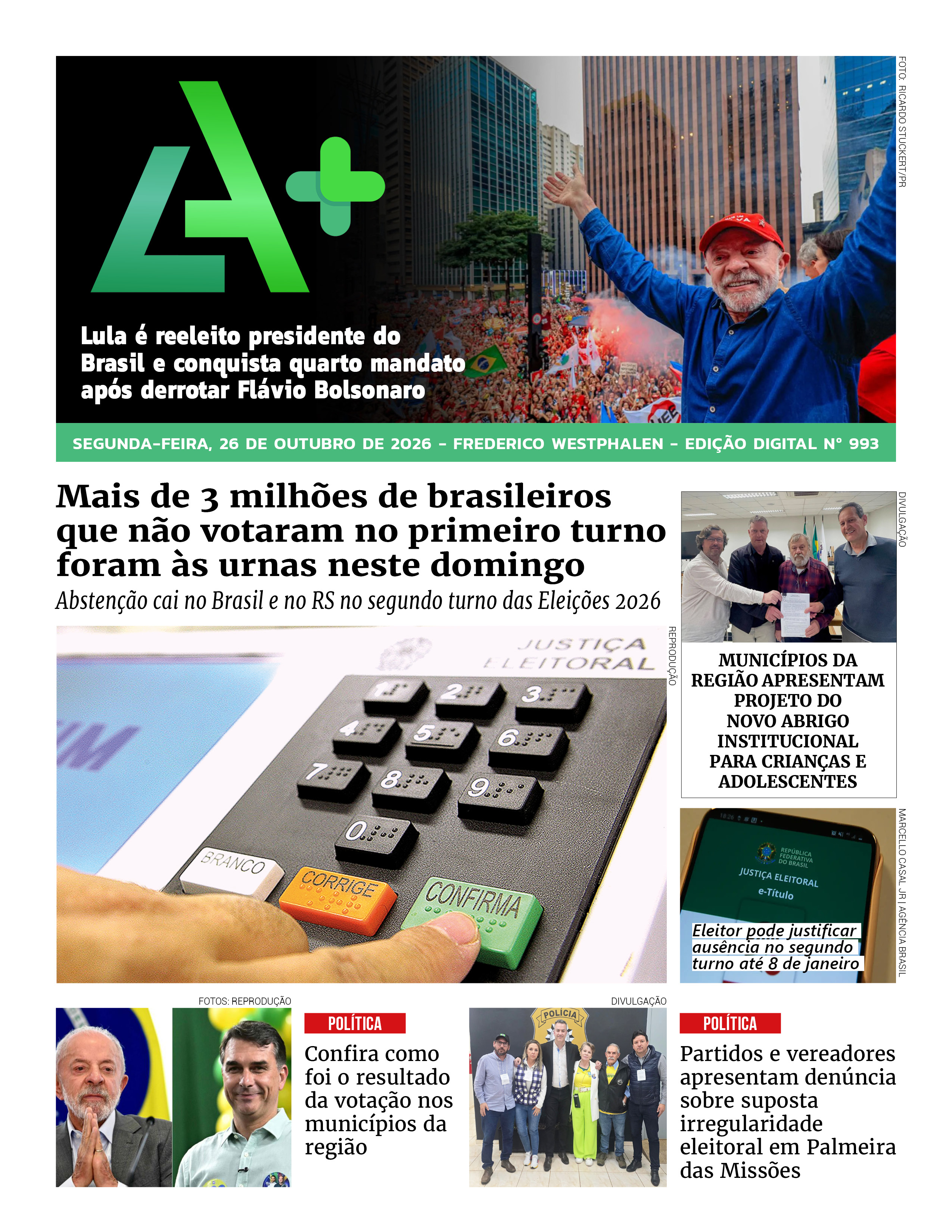 Capa LA+ Edição 993 – segunda-feira, 26 de outubro de 2026