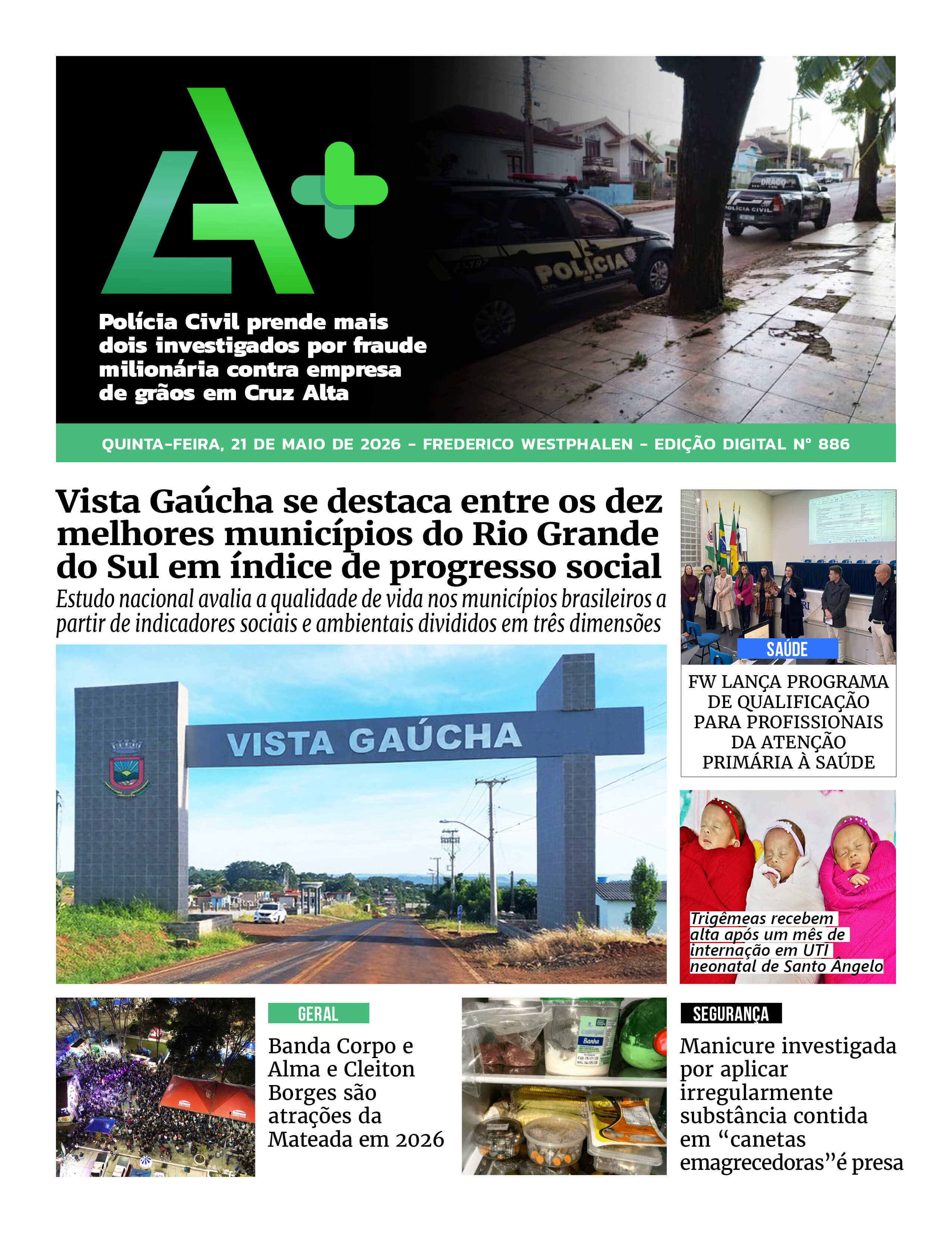 Capa LA+ Edição 886 – quinta-feira, 21 de maio de 2026
