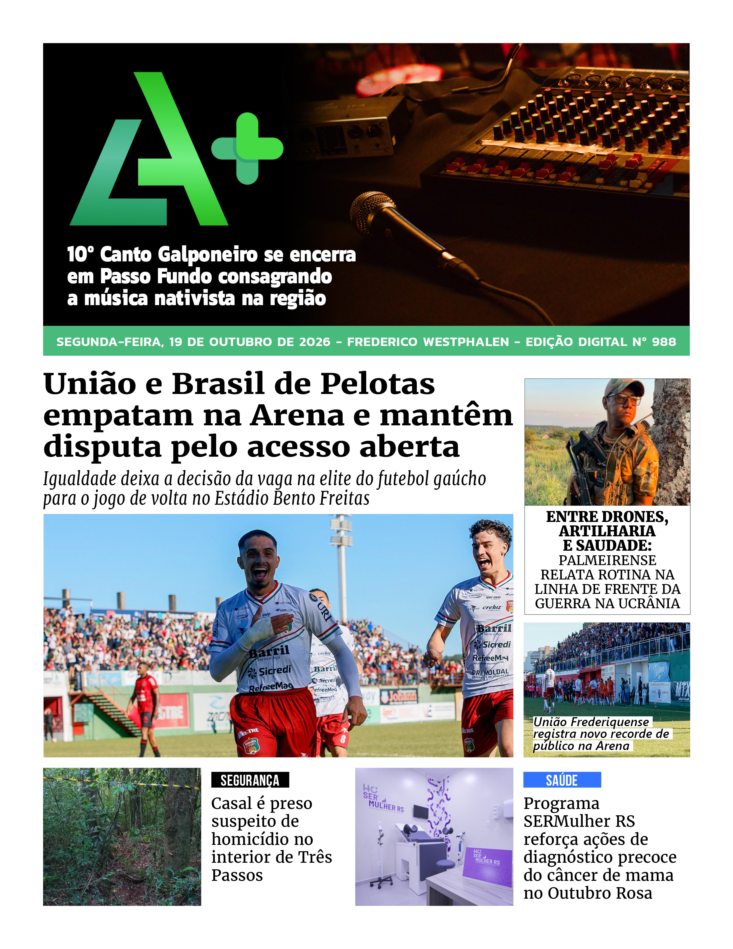 Capa LA+ Edição 988 – segunda-feira, 19 de outubro de 2026
