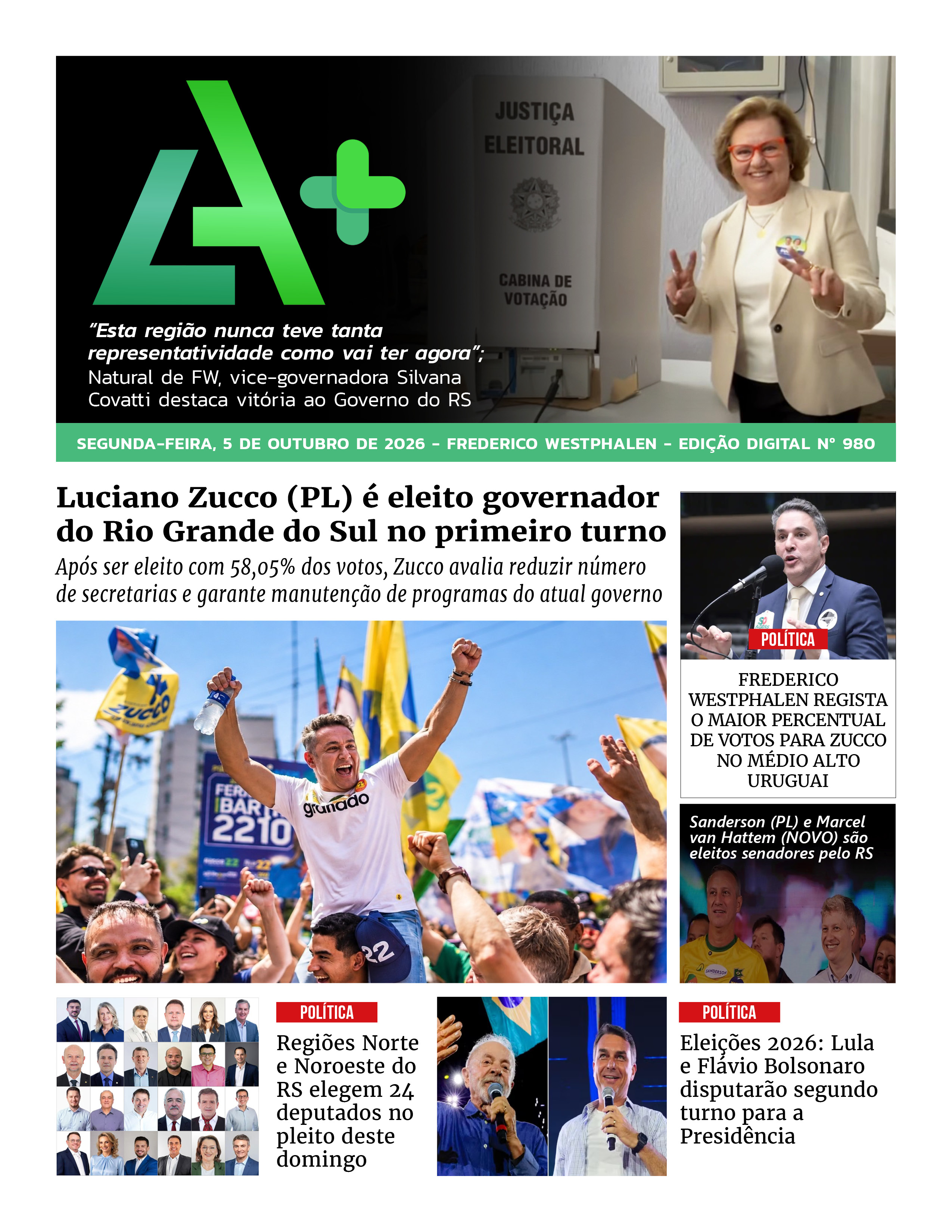 Capa LA+ Edição 980 – segunda-feira, 5 de outubro de 2026