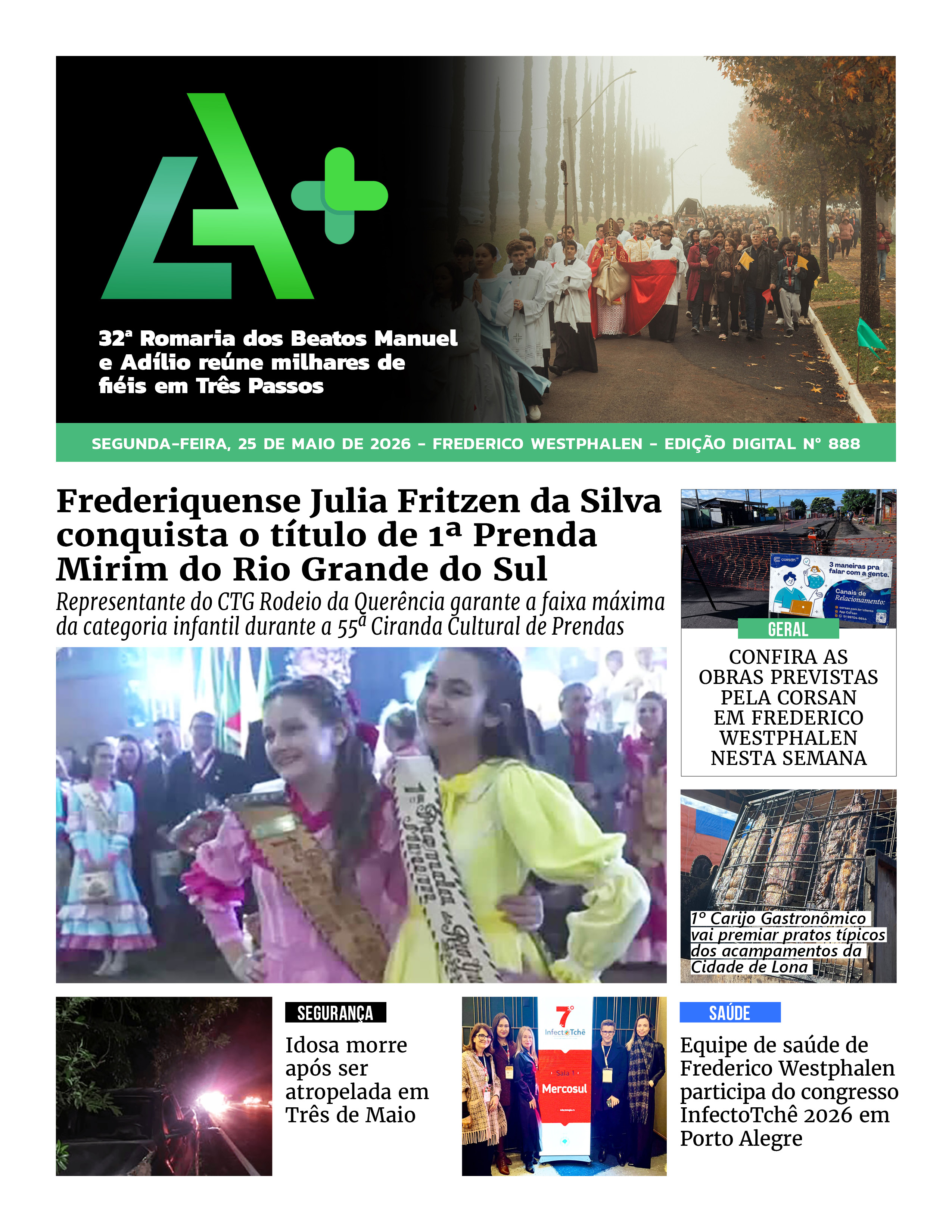 Capa LA+ Edição 888 – segunda-feira, 25 de maio de 2026