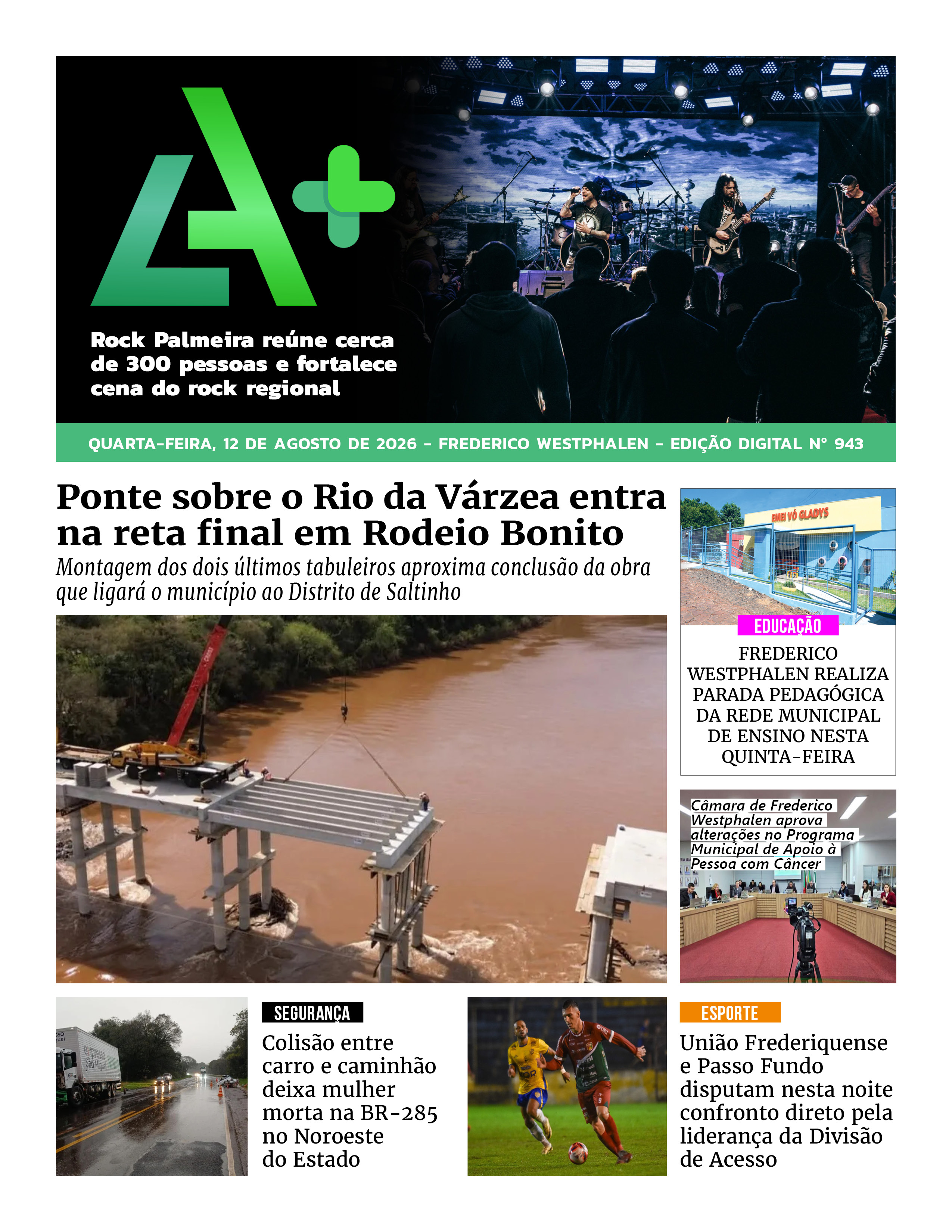Capa LA+ Edição 943 – quarta-feira, 12 de agosto de 2026