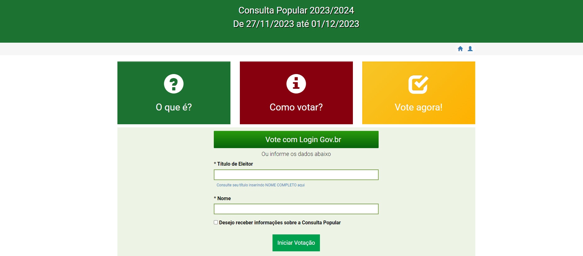 Capa Votação da Consulta Popular 2023 começa nesta segunda-feira