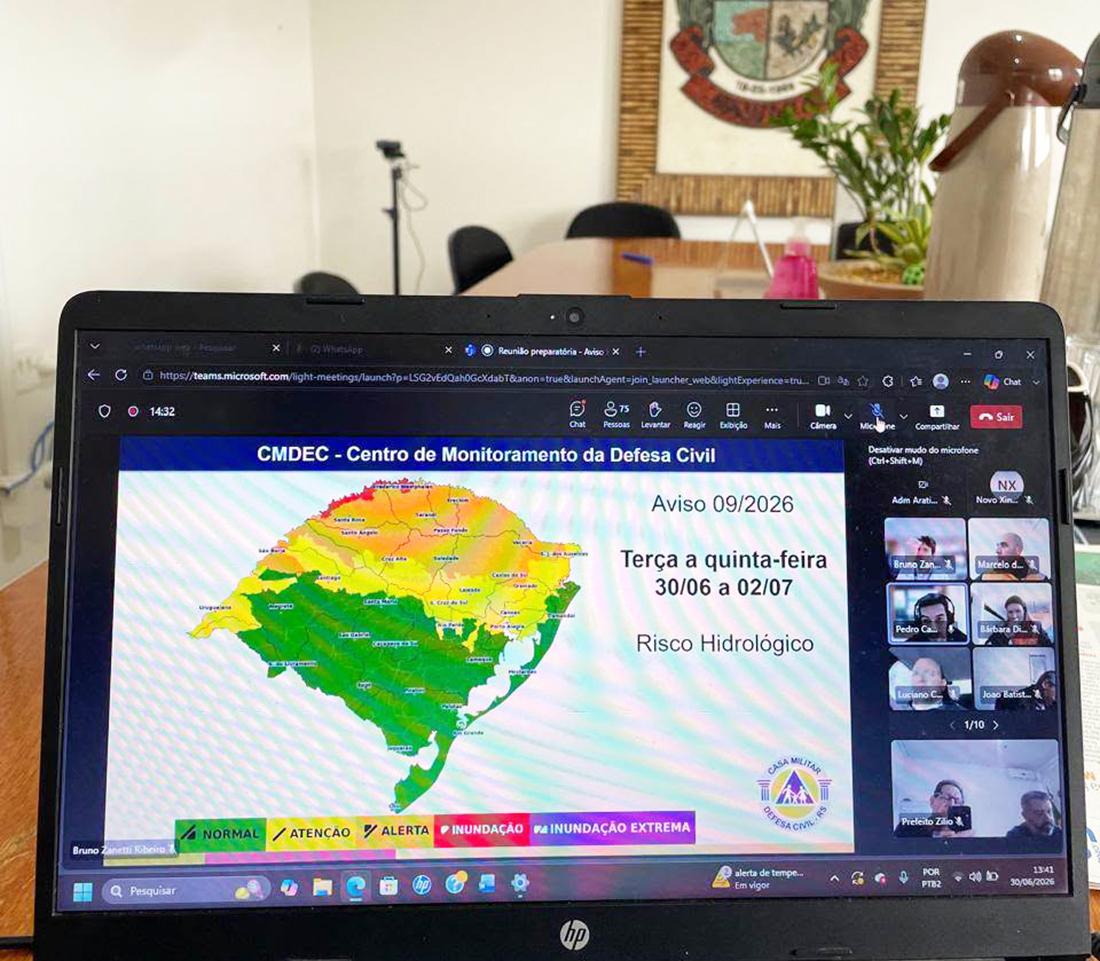 Capa Defesa Civil emite alerta sobre risco de nova elevação do Rio Pardo em Caiçara