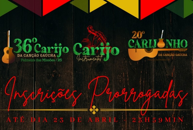 Capa Inscrições para o 36º Carijo da Canção Gaúcha são prorrogadas até 23 de abril