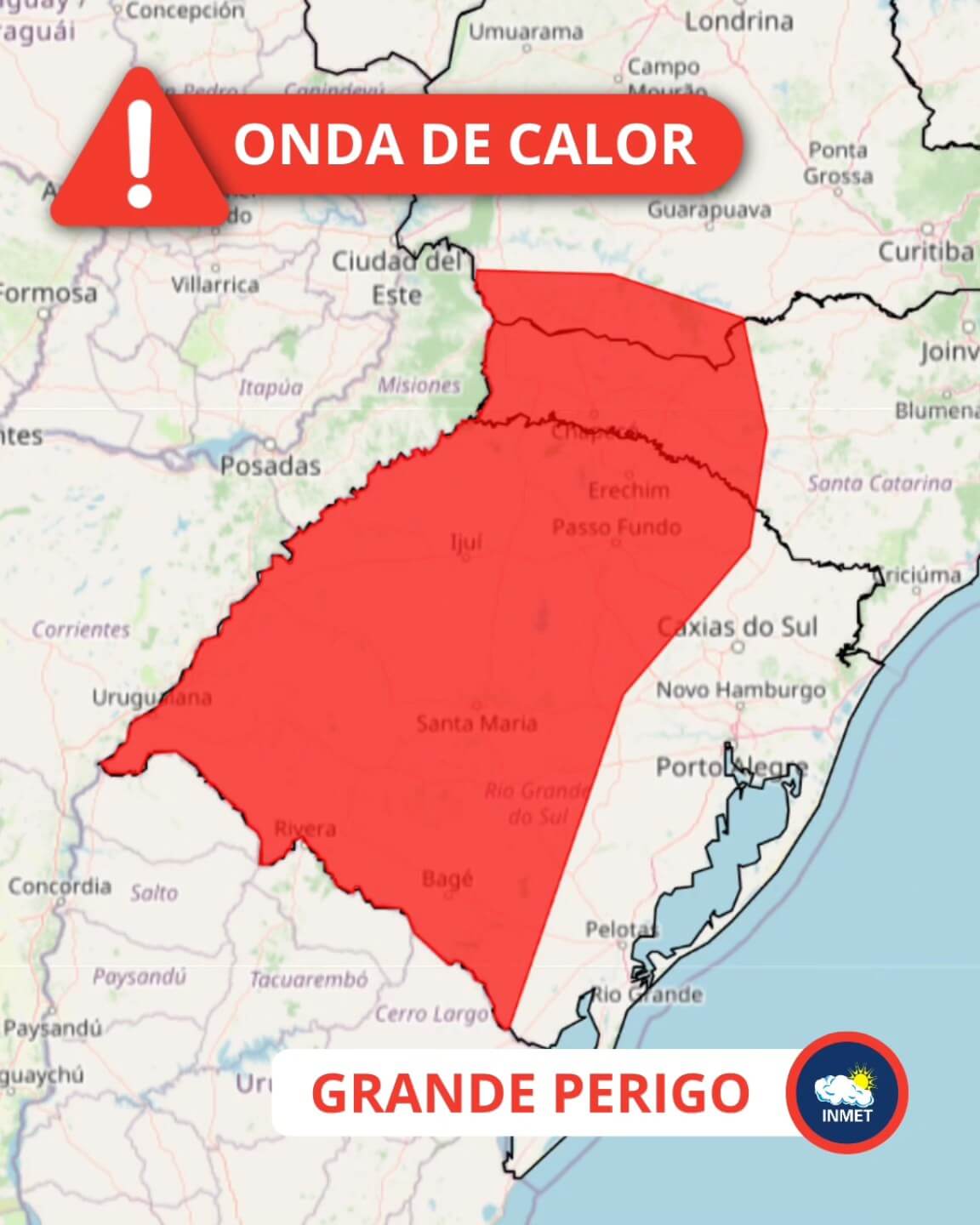 Capa Frederico Westphalen está na zona de risco máximo para onda de calor extrema nesta semana