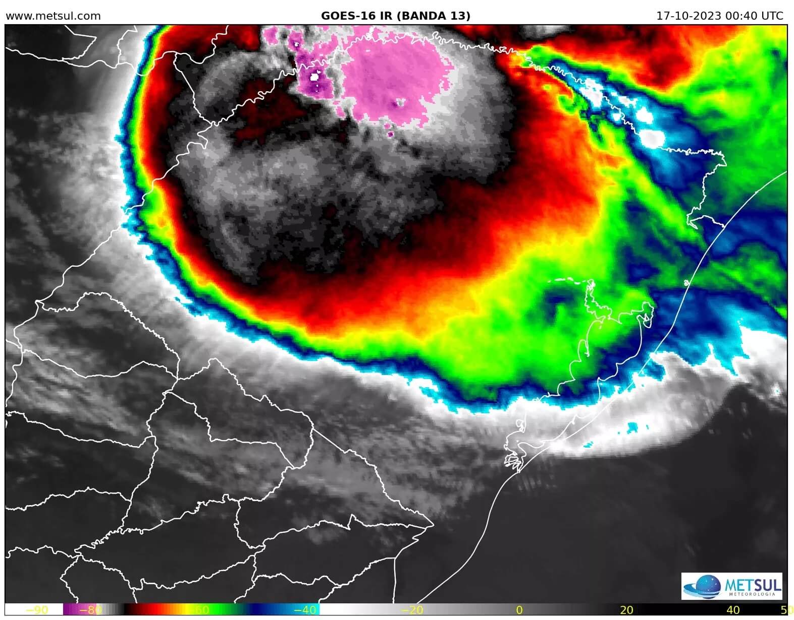 Capa Sistema convectivo de mesoescala provocou temporais na região segundo a MetSul Meteorologia