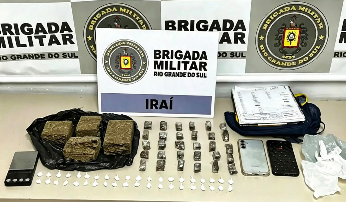 Capa Brigada Militar prende mulher por tráfico de drogas no município de Iraí