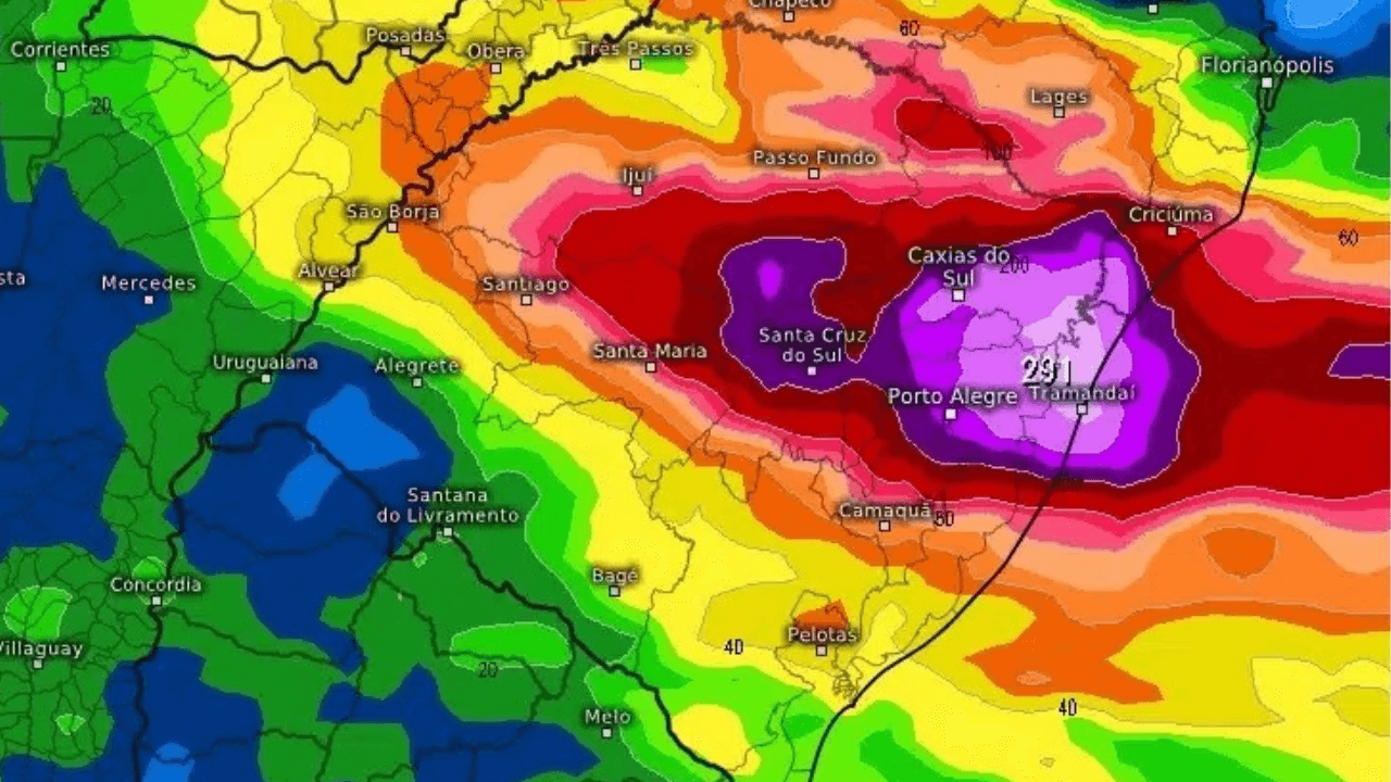 Capa BaroClima emite novo alerta de chuvas fortes e volumosas no Rio Grande do Sul