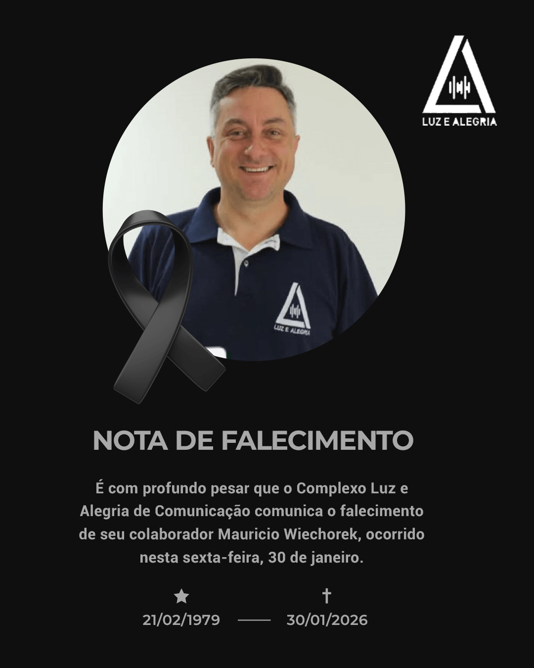 Capa Complexo Luz e Alegria se despede de Mauricio Wiechorek