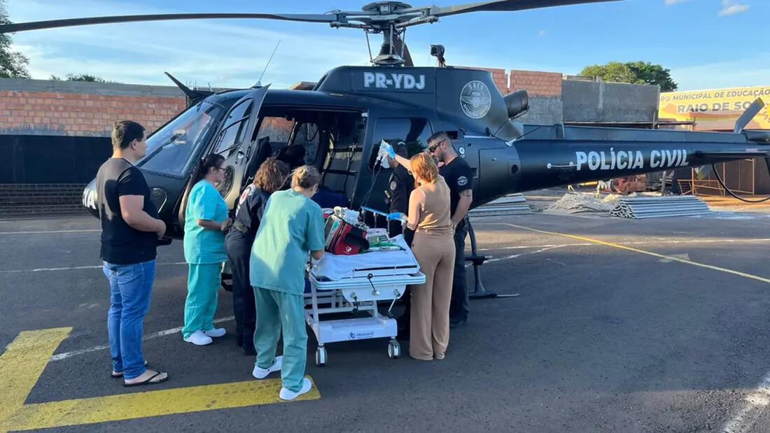 Capa Bebê de um ano é transferido por via aérea após explosão de botijão de gás no Oeste catarinense