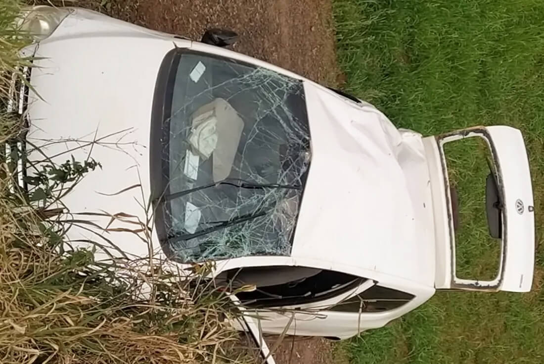 Capa Veículo sai da pista na BR-468, em Tiradentes do Sul