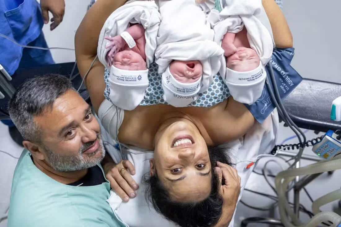 Capa Após ter gêmeos, mulher dá à luz trigêmeas após gestação de 35 semanas