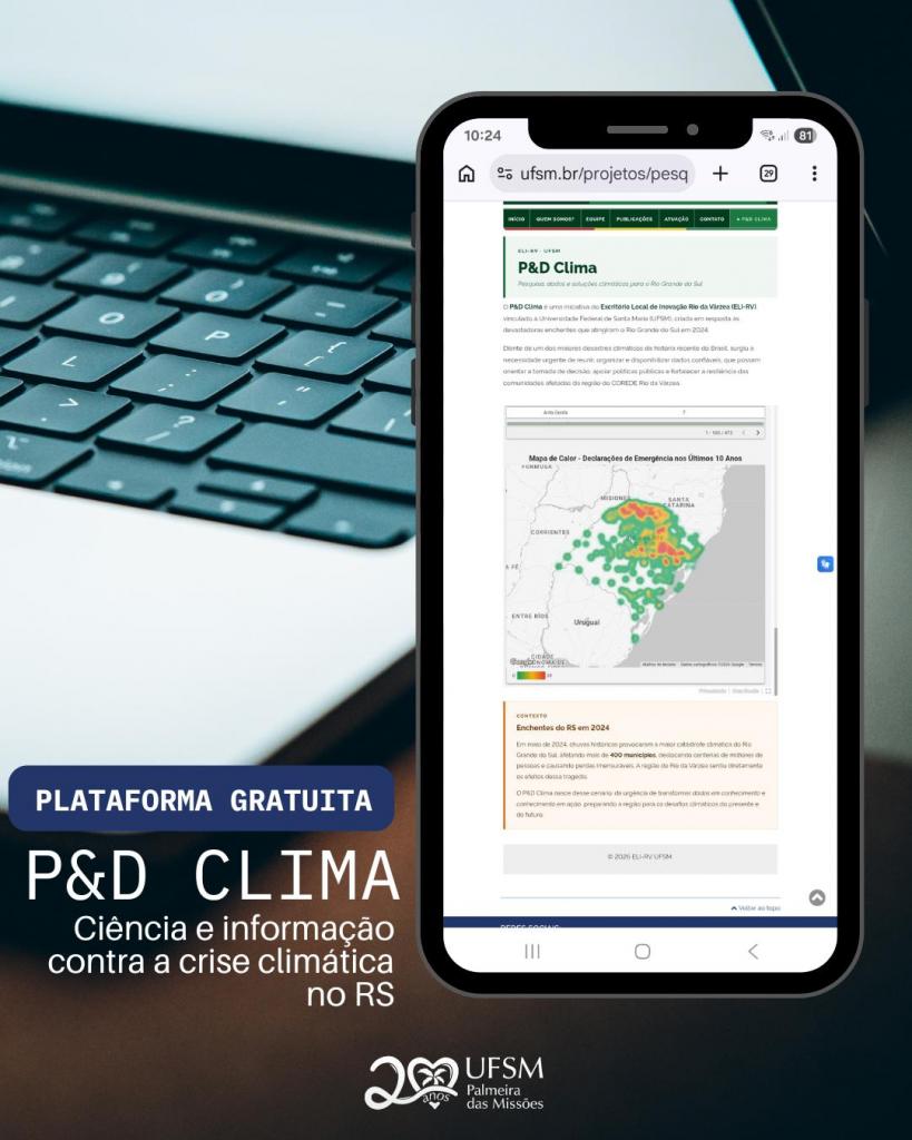 Capa Plataforma criada pela UFSM reúne dados climáticos para auxiliar no enfrentamento de desastres no RS