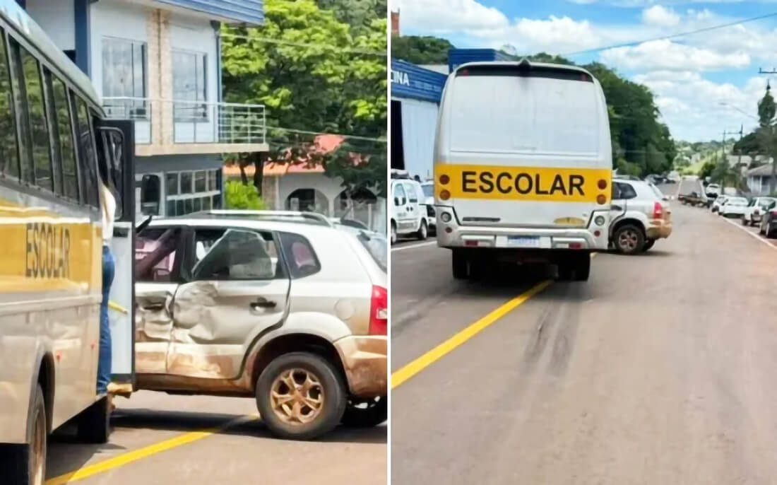 Capa Colisão entre ônibus escolar e caminhonete deixa uma ferida em Tenente Portela
