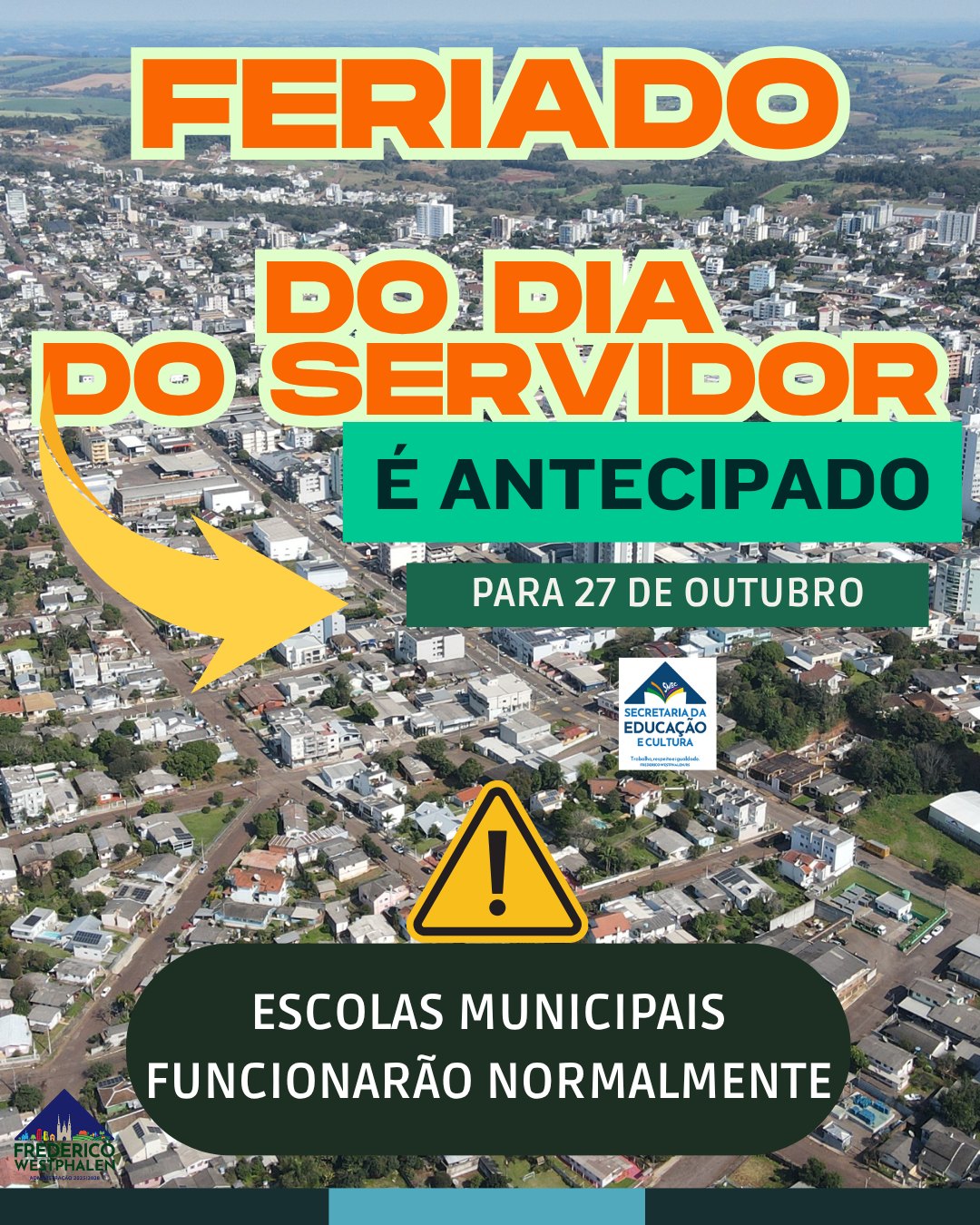 Capa Prefeitura de FW decreta ponto facultativo na administração nesta segunda, dia 27, em razão do dia do servidor