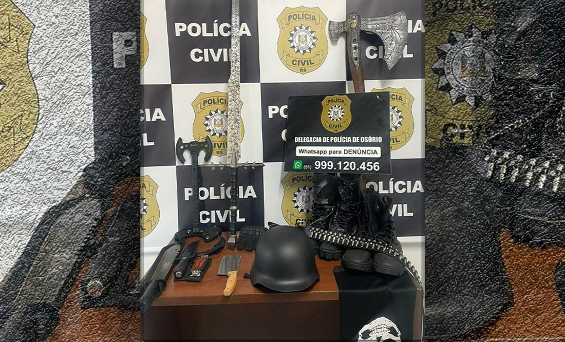 Capa Polícia Civil frustra possível ataque a escola e apreende arsenal com jovem de 18 anos no RS