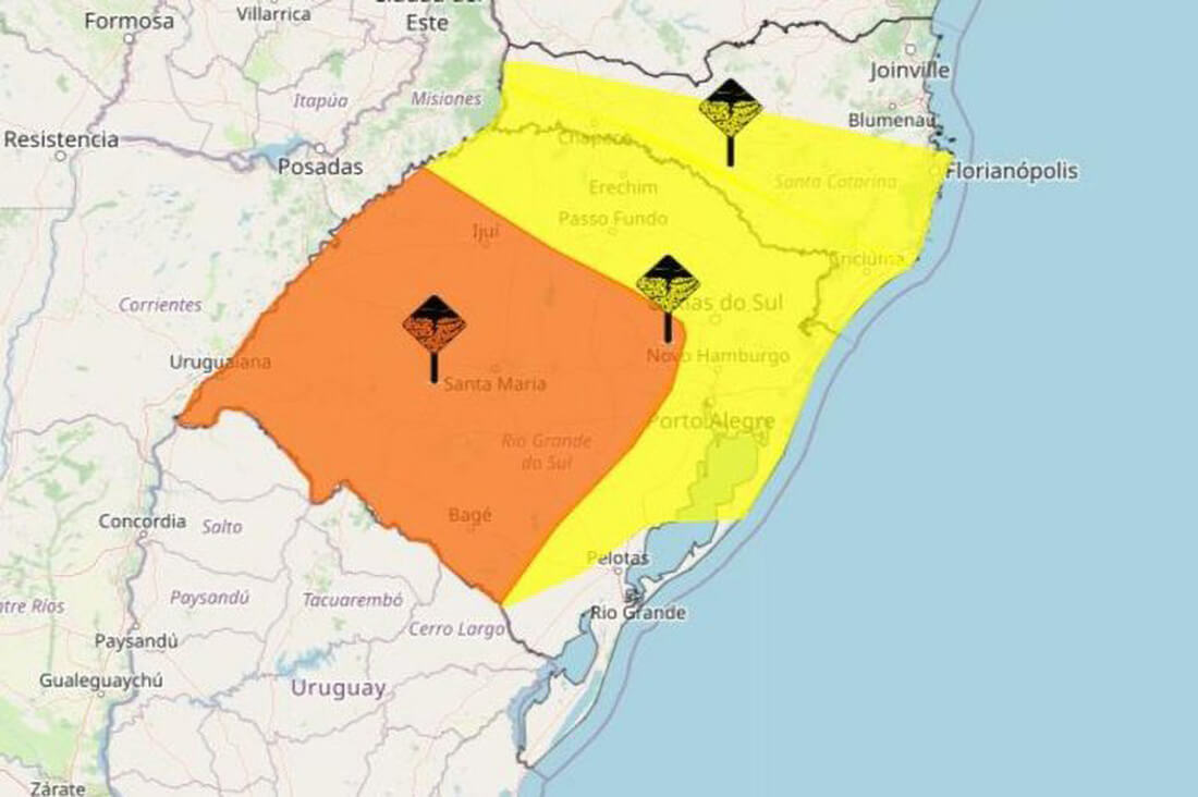 Capa Inmet emite dois novos alertas de tempestade para o Rio Grande do Sul
