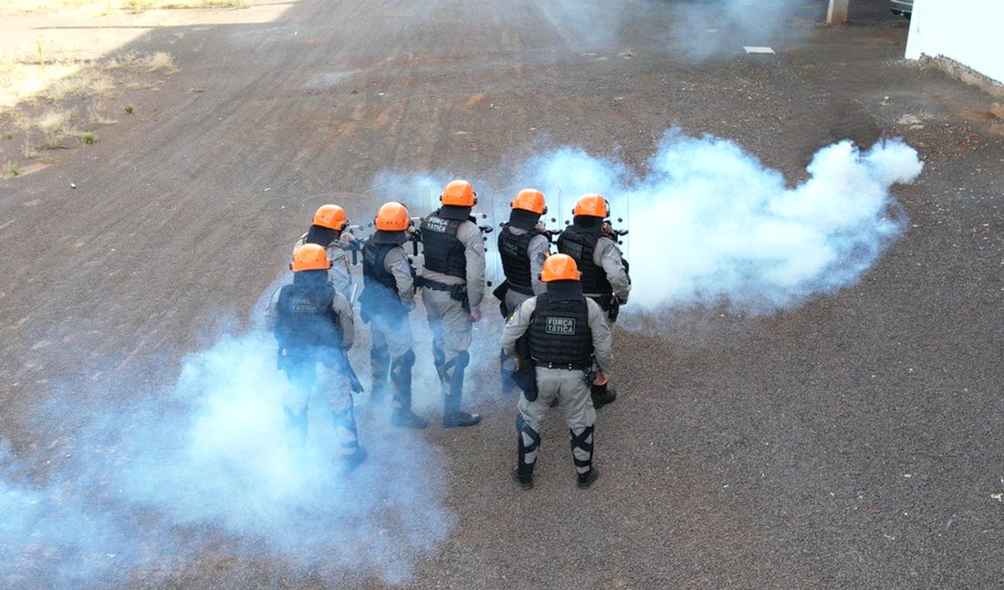 Capa Força Tática do 37º BPM intensifica treinamento para controle de distúrbios em eventos esportivos