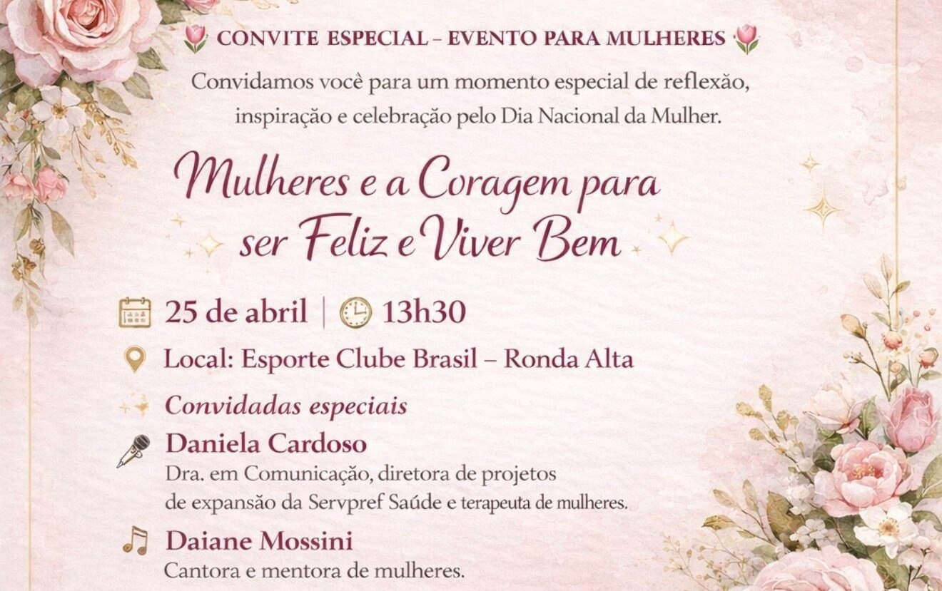 Capa Ronda Alta terá evento especial voltado ao público feminino no dia 25 de abril