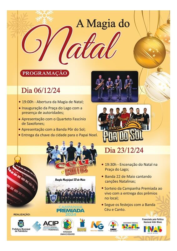 Capa Programação do Magia de Natal , de Palmitinho, terá abertura no dia 6 de dezembro