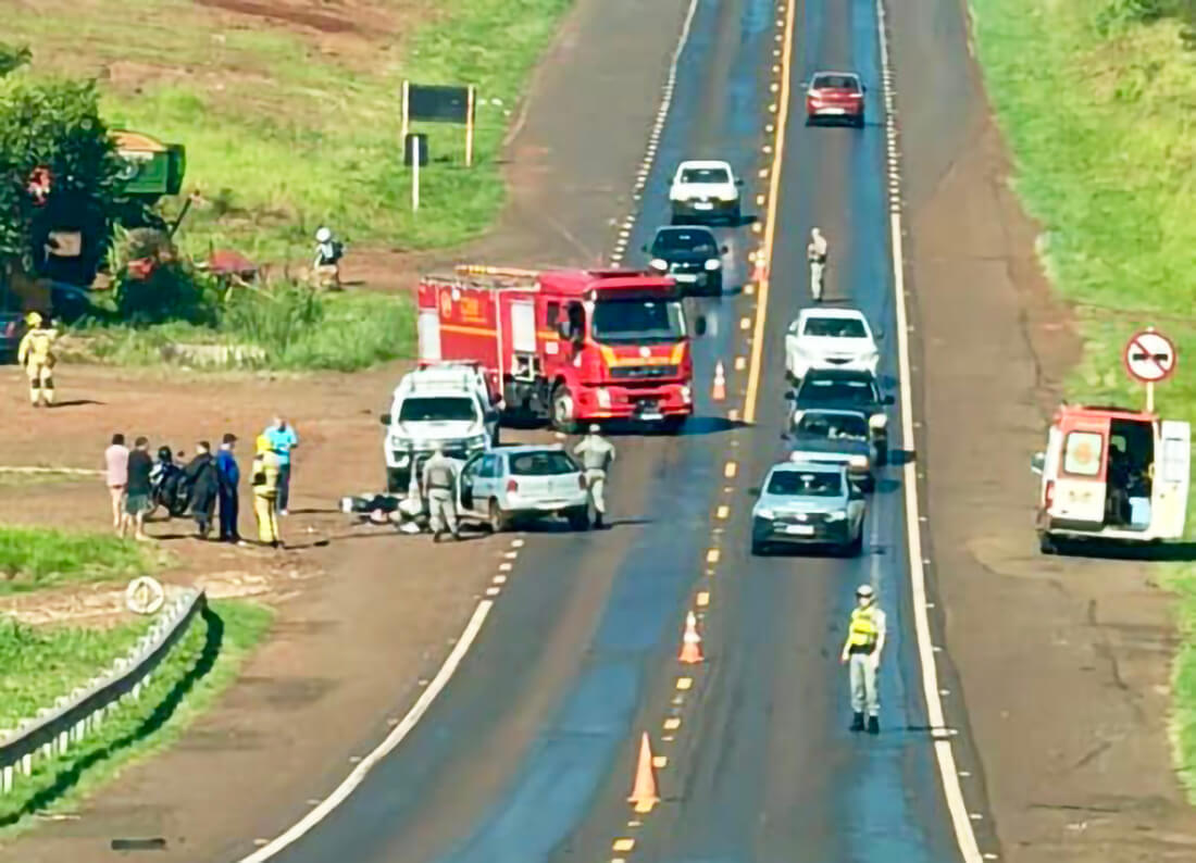 Capa Colisão entre carro e motocicleta deixa motociclista ferido na BR-285