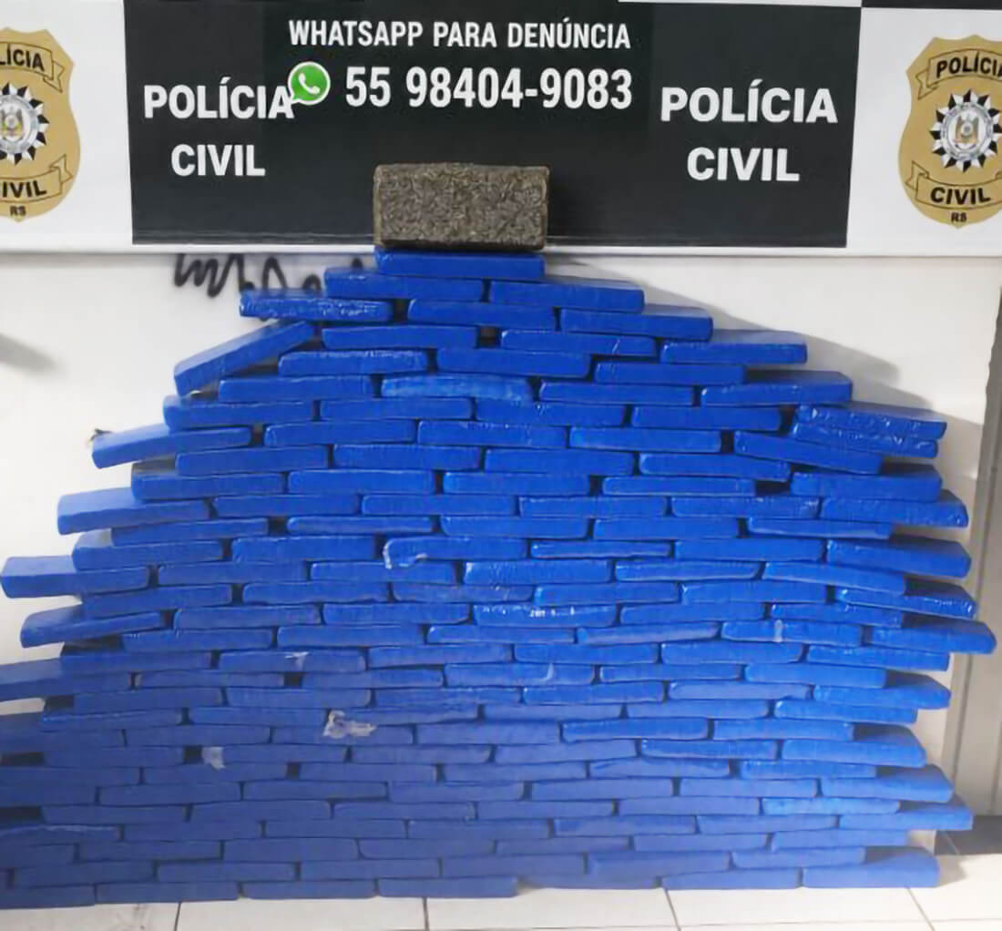 Capa Polícia Civil apreende mais de cem quilos de maconha e prende homem em Três de Maio