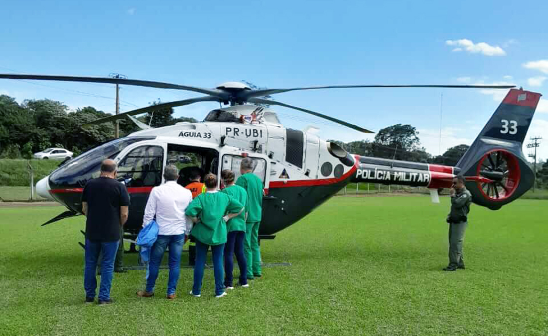Capa Paciente de Rondinha é transferida de helicóptero para UTI de Faxinal do Soturno