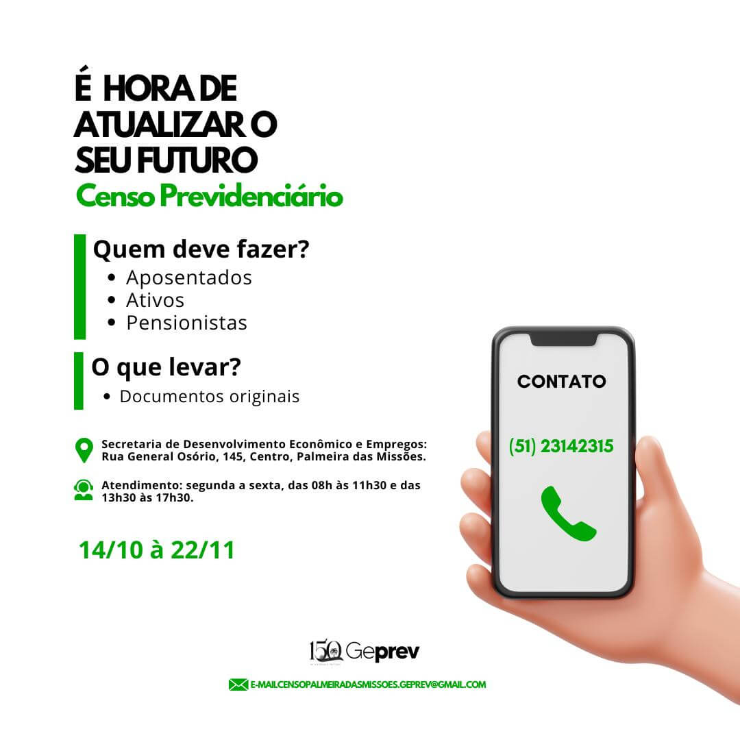 Capa Censo Previdenciário termina nesta sexta-feira em Palmeira das Missões