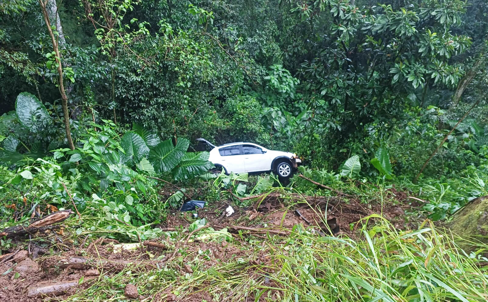 Capa Mãe e filha escapam ilesas de acidente em ribanceira de 15 metros no Oeste de SC