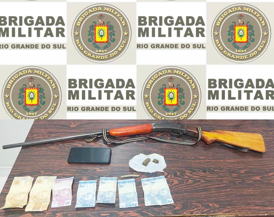 Capa Homem é preso por posse ilegal de arma de fogo e entorpecentes em Cerro Grande