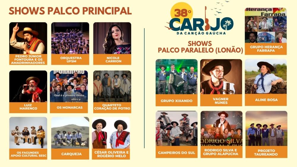 Capa 38º Carijo da Canção Gaúcha: confira a programação do festival
