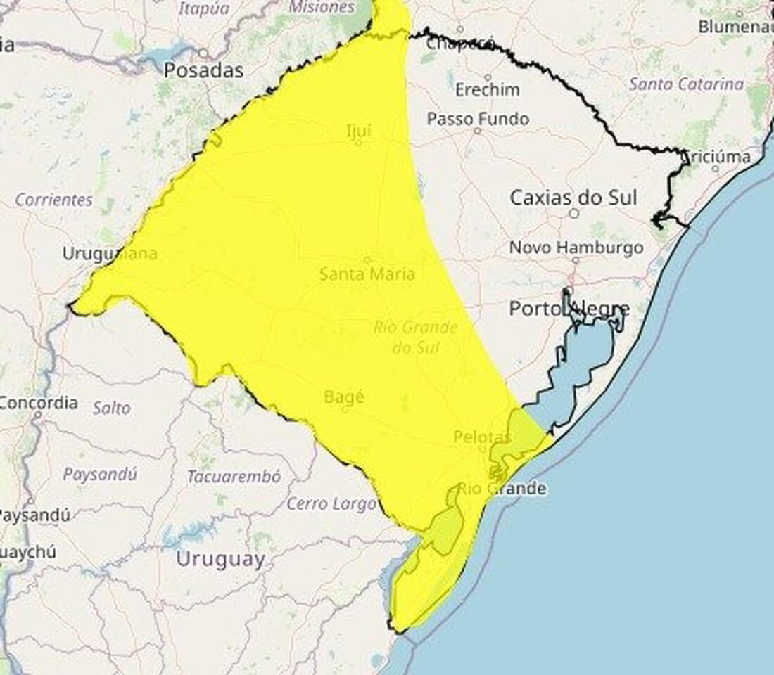 Capa Inmet emite alerta de chuvas intensas para o Rio Grande do Sul
