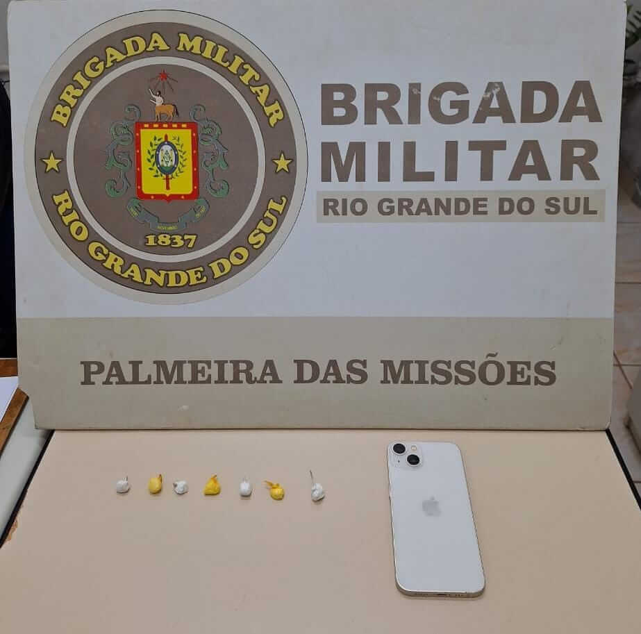 Capa BM de Palmeira das Missões prende homem por tráfico de drogas