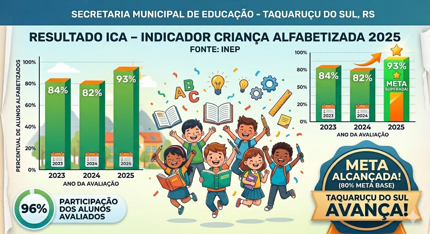 Capa Taquaruçu do Sul supera meta de alfabetização e atinge 93% no indicador ICA 2025