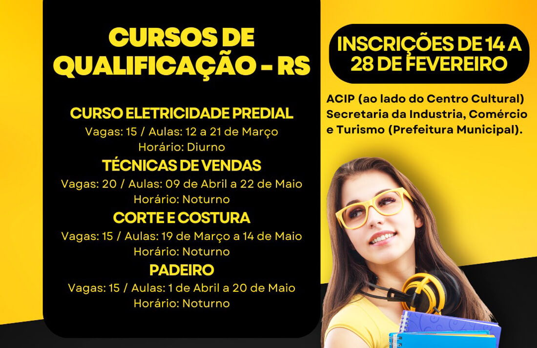 Capa Município de Palmitinho abre inscrições para os cursos do Qualificação RS